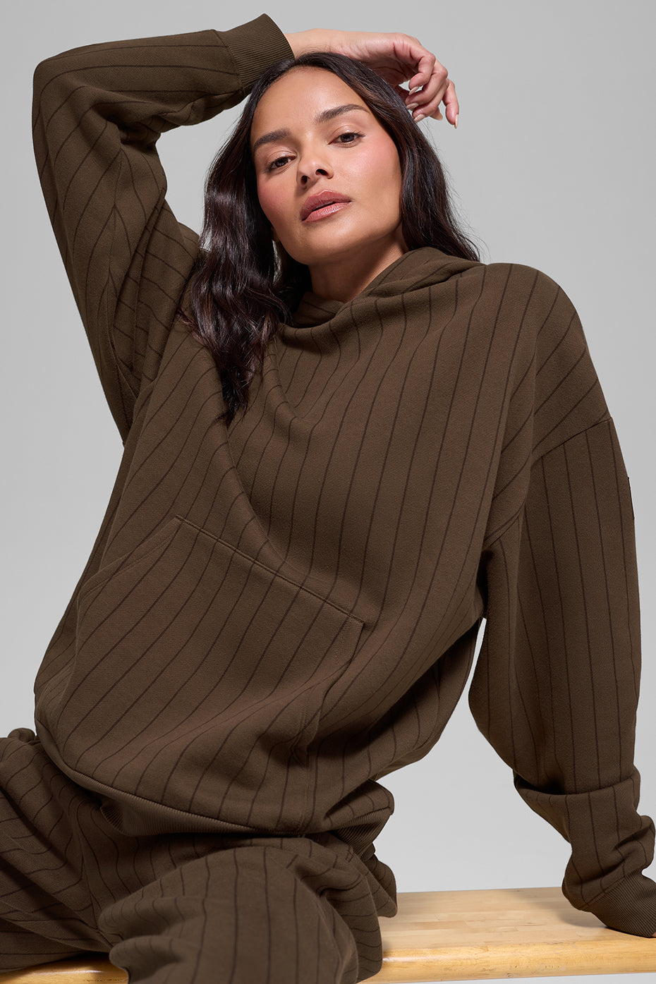Alo Yoga Pinstripe Hoodie - Espresso Pinstripe - imagen 1