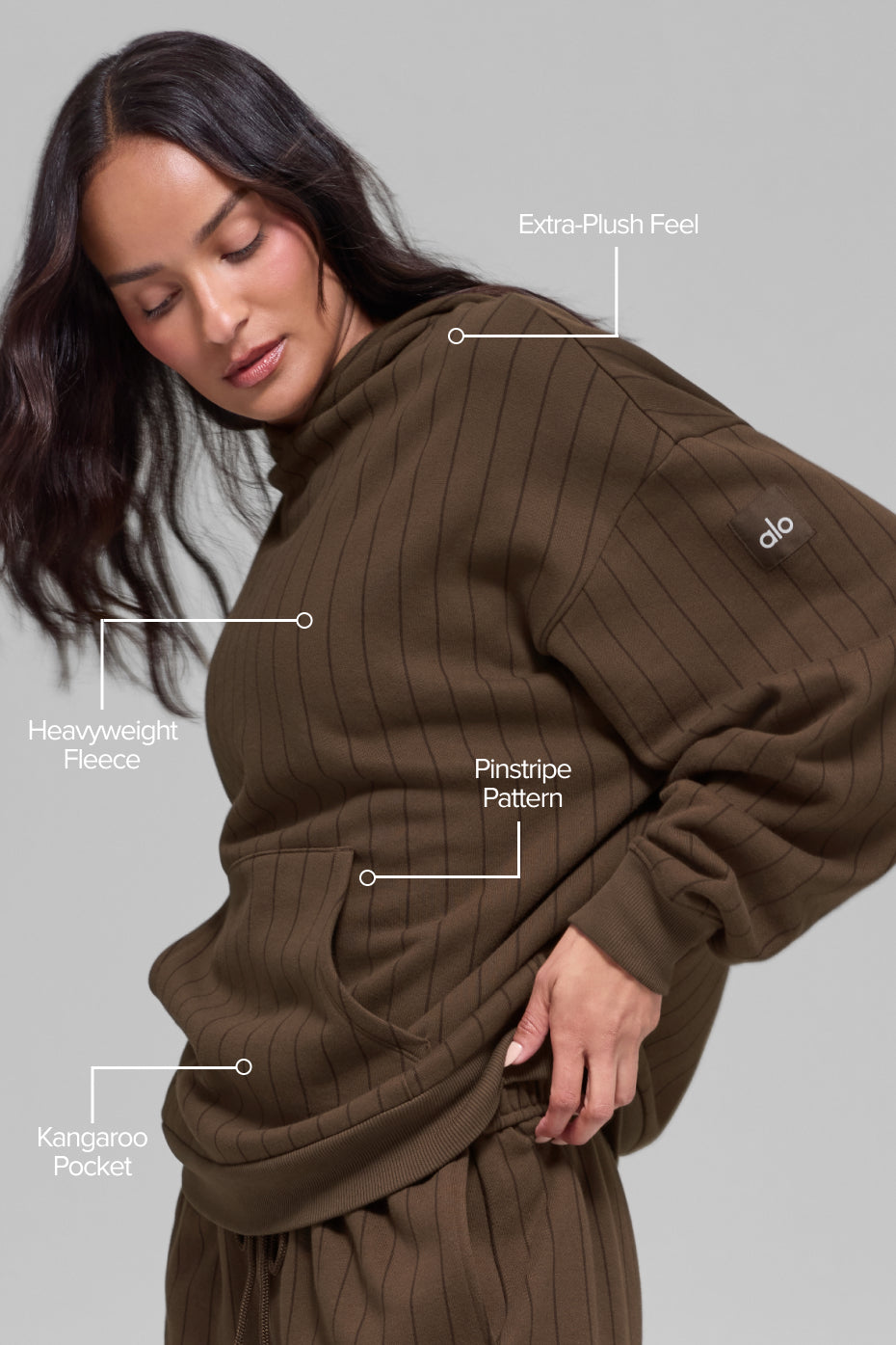 Alo Yoga Pinstripe Hoodie - Espresso Pinstripe - imagen 2