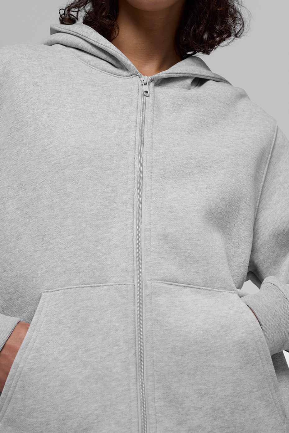 Alo Yoga Renown Heavy Weight Full Zip Hoodie - Athletic Heather Grey - imagen 2