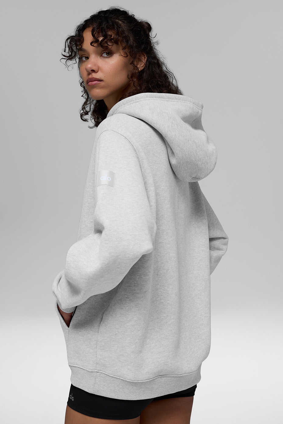Alo Yoga Renown Heavy Weight Full Zip Hoodie - Athletic Heather Grey - imagen 3