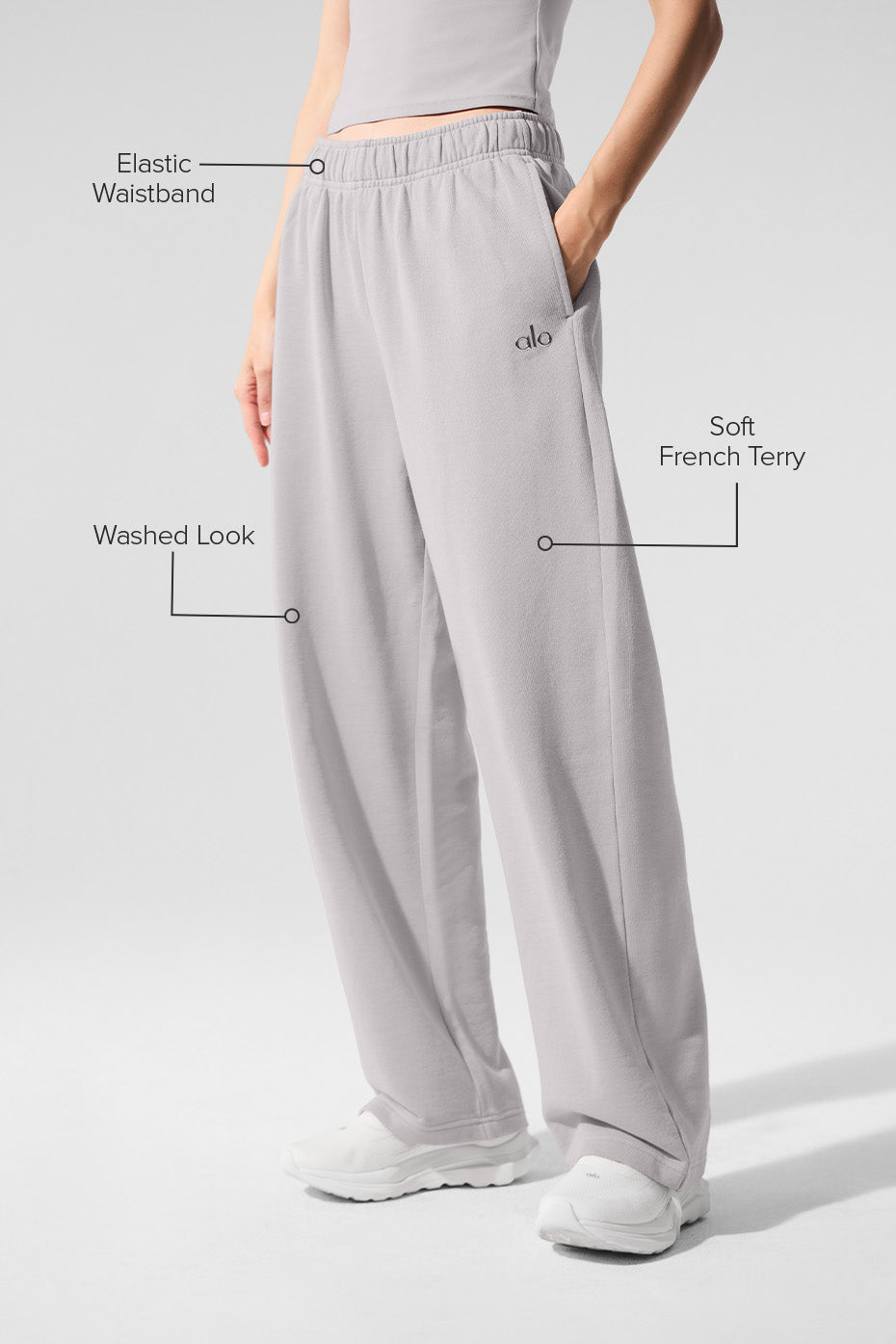 Alo Yoga Washed Accolade Straight Leg Sweatpant - Grey Sky Wash - imagen 2