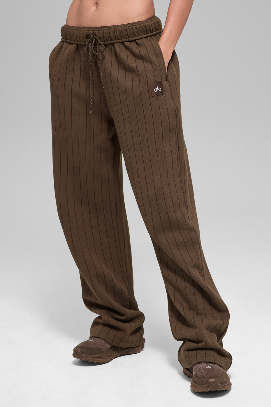 Alo Yoga Pinstripe Straight Leg Sweatpant - Espresso Pinstripe - imagen 1