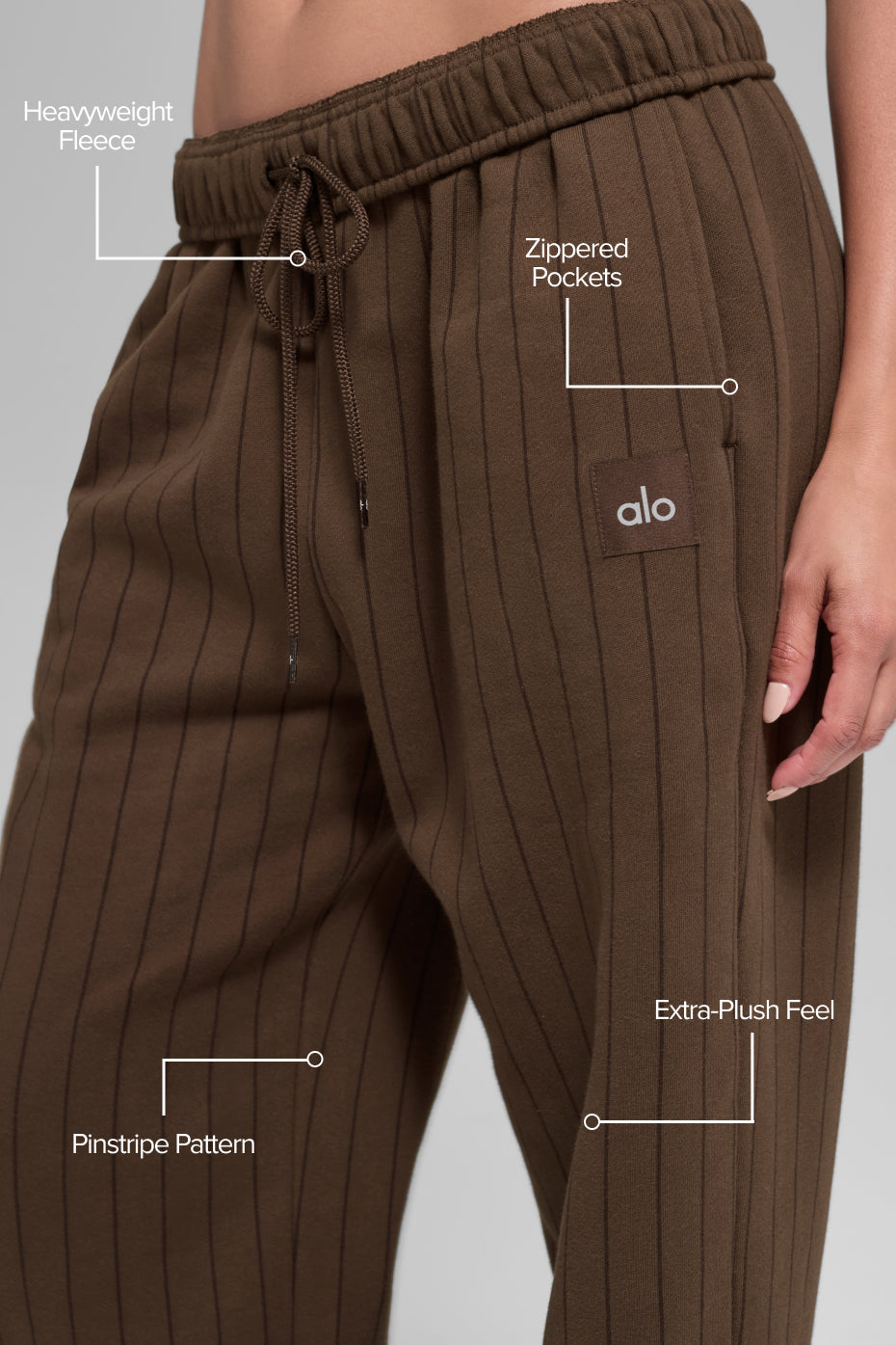 Alo Yoga Pinstripe Straight Leg Sweatpant - Espresso Pinstripe - imagen 2