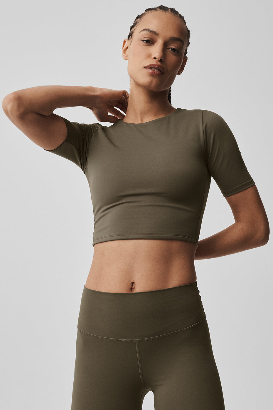 Alo Yoga ALO Softsculpt Precision Half Sleeve Tee - Olive Tree - imagen 3