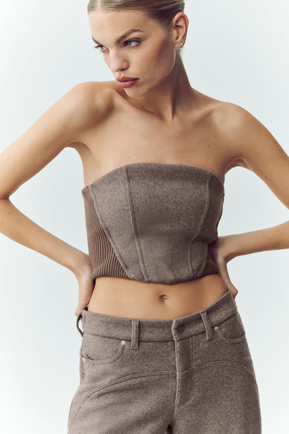Alo Yoga Wool Blend Nightcap Corset Top - Alpine Cocoa Heather - imagen 1