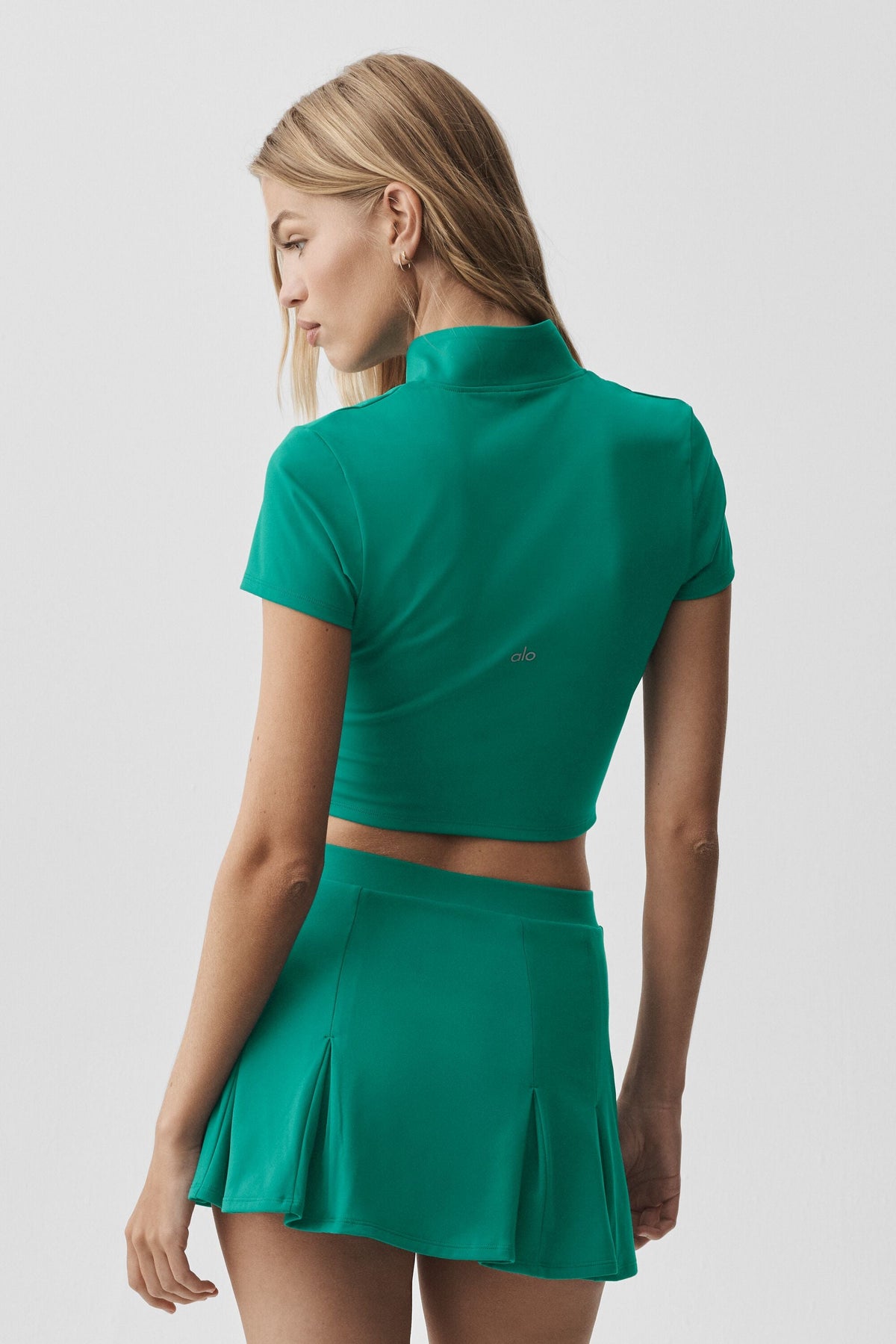 Alo Yoga ALO Softsculpt Full Zip Short Sleeve - Emerald Isle - imagen 2
