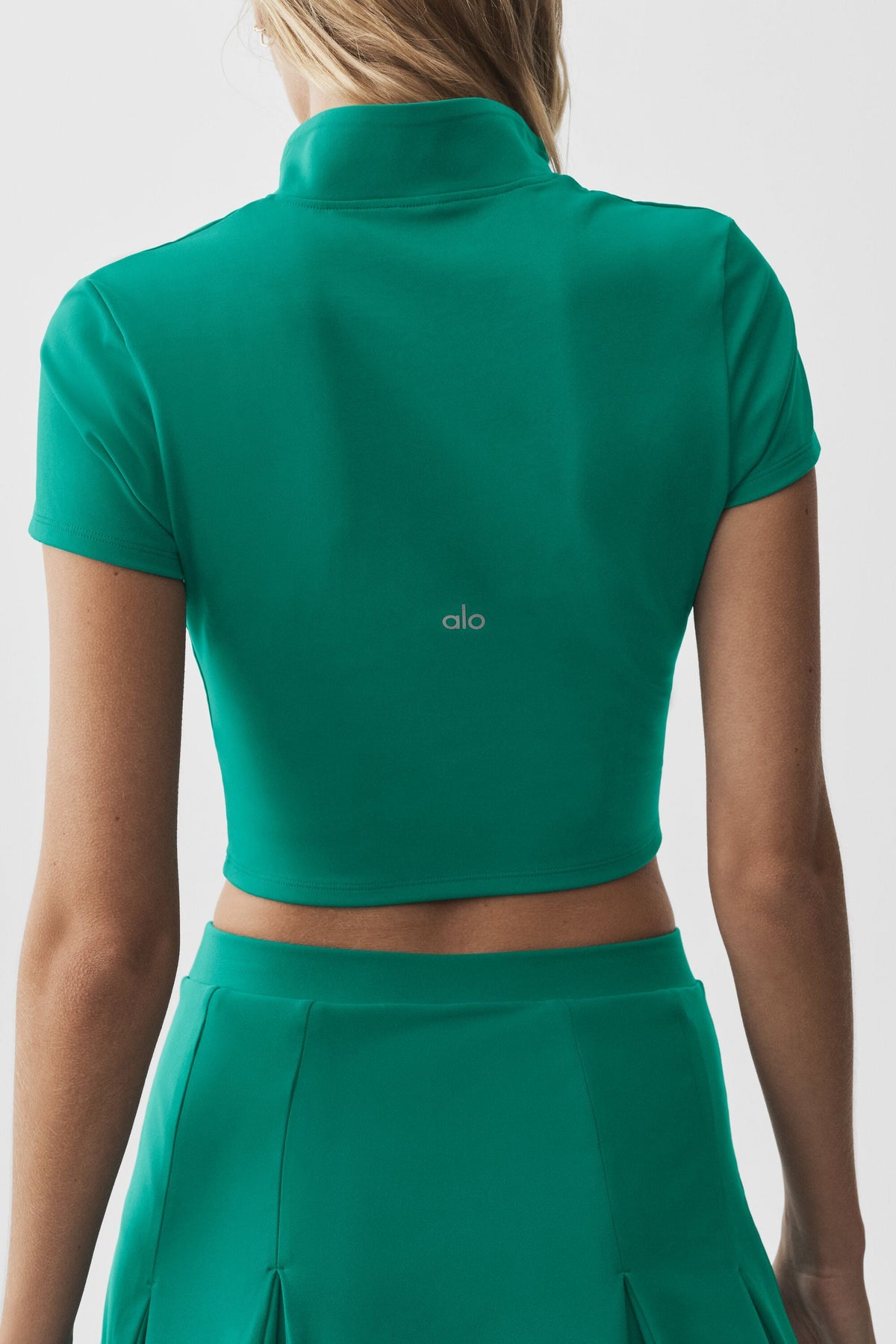 Alo Yoga ALO Softsculpt Full Zip Short Sleeve - Emerald Isle - imagen 4