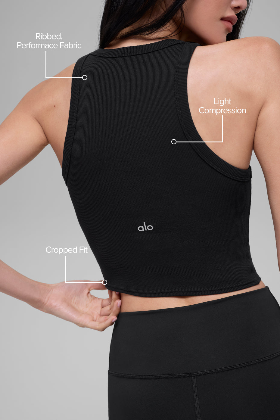 Alo Yoga Goddess Ribbed Go-To Tank - Black - imagen 2