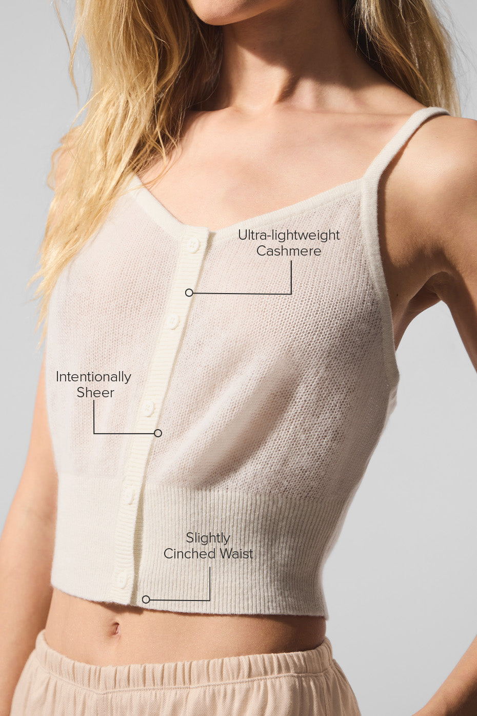 Alo Yoga Sheer Cashmere Tank - Ivory - imagen 2