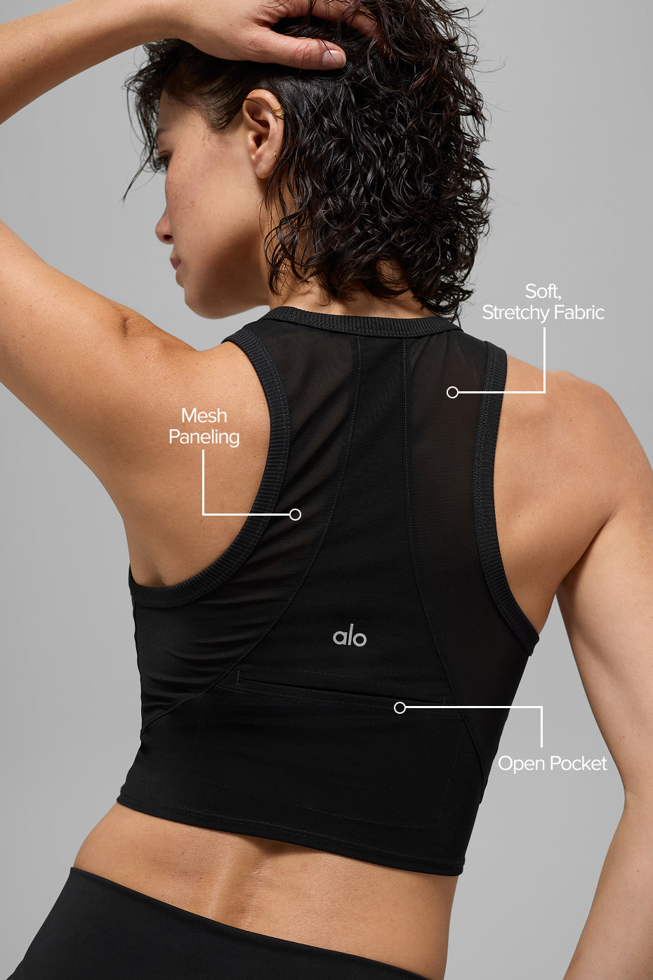 Alo Yoga Mesh Front Runner Tank - Black - imagen 2