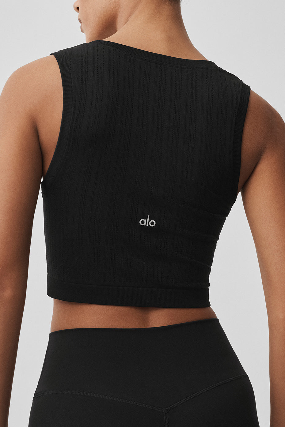 Alo Yoga Seamless Pointelle Tank - Black - imagen 5
