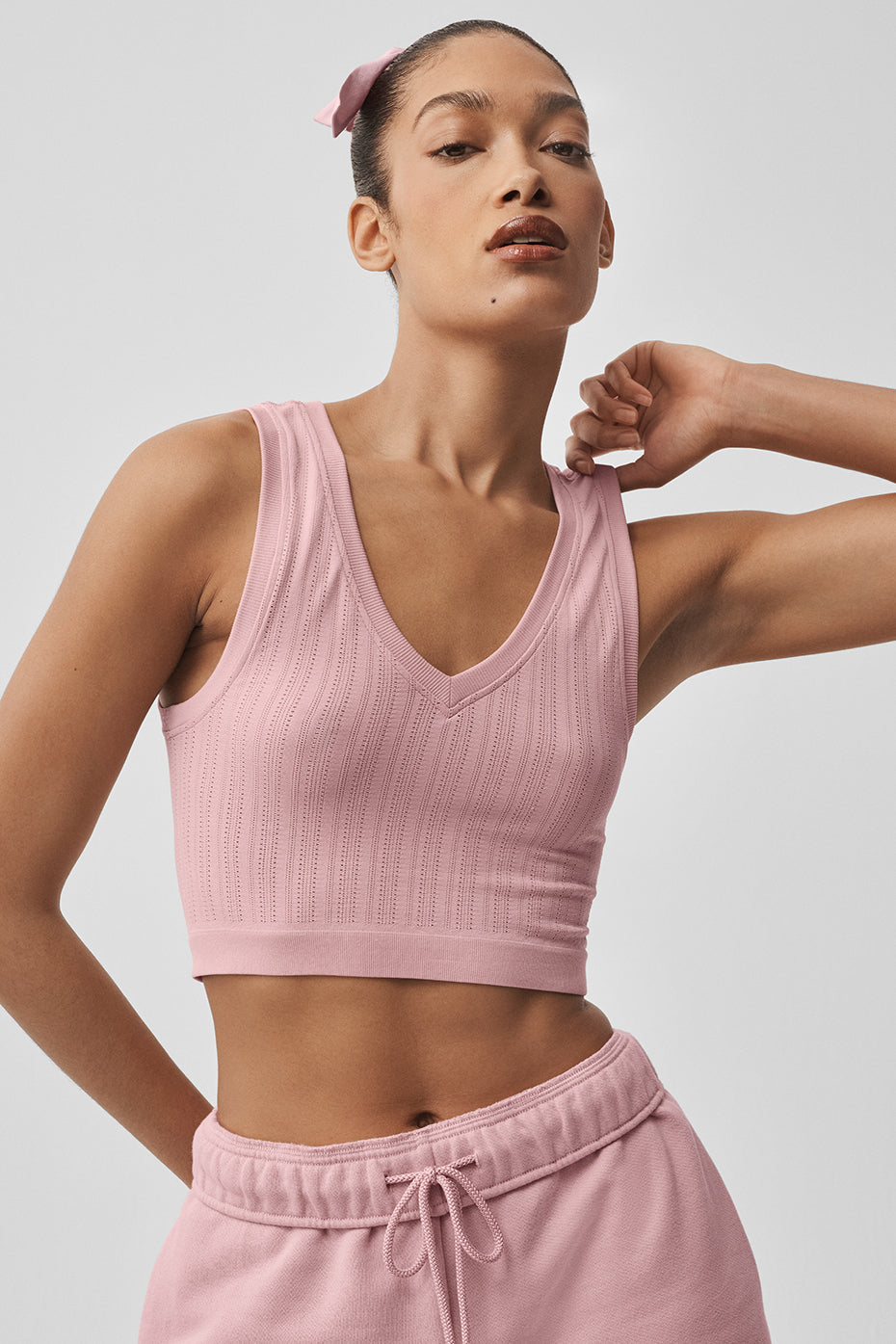 Alo Yoga Seamless Pointelle Tank - Vintage Pink - imagen 3