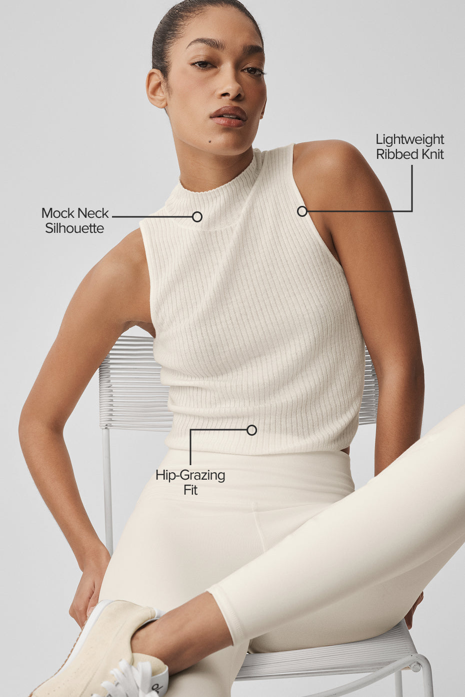 Alo Yoga Sweater Knit Unwind Sleeveless Top - Ivory - imagen 2