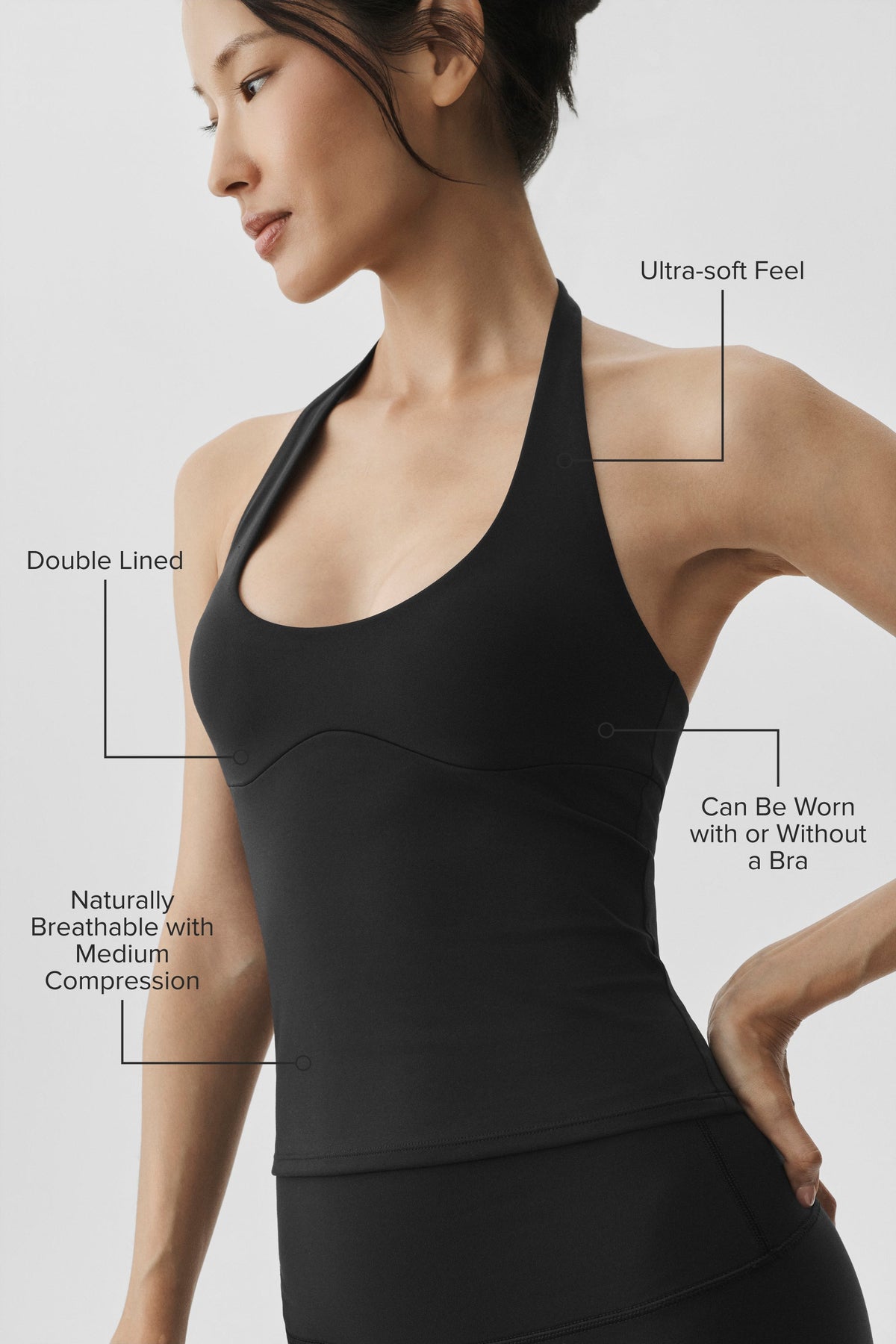 Alo Yoga ALO Softsculpt Precision Halter Tank - Black - imagen 2