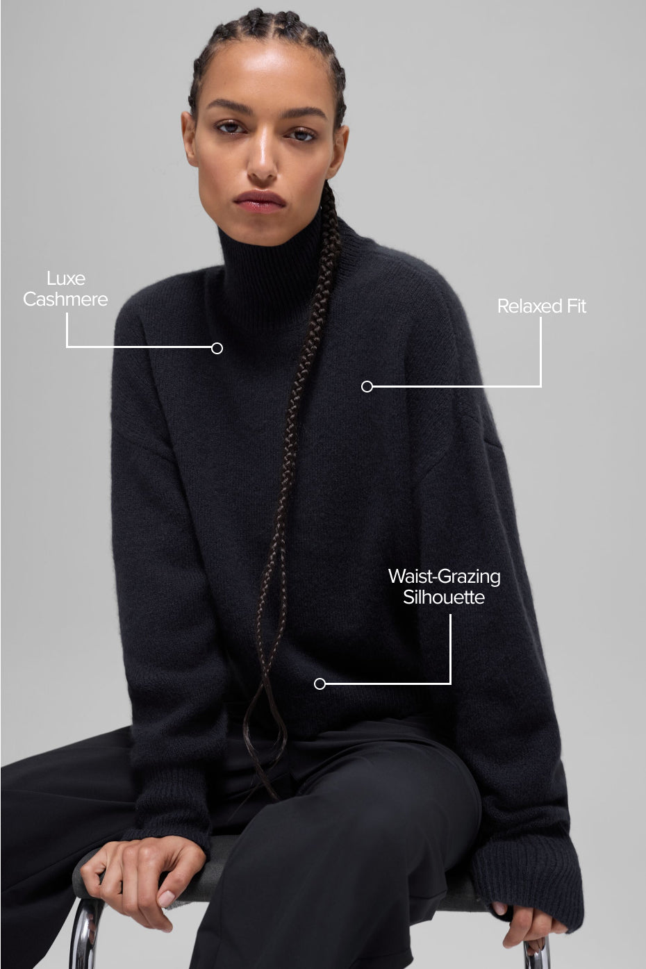 Alo Yoga Wool Cashmere Cropped New Class Turtleneck Sweater - Black - imagen 2