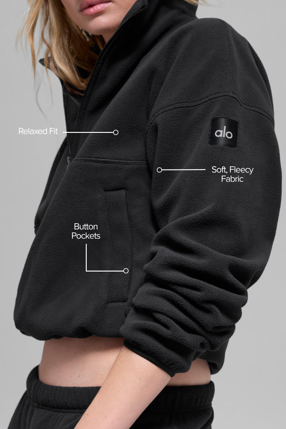 Alo Yoga Polar Fleece Retreat Cover Up - Black - imagen 2