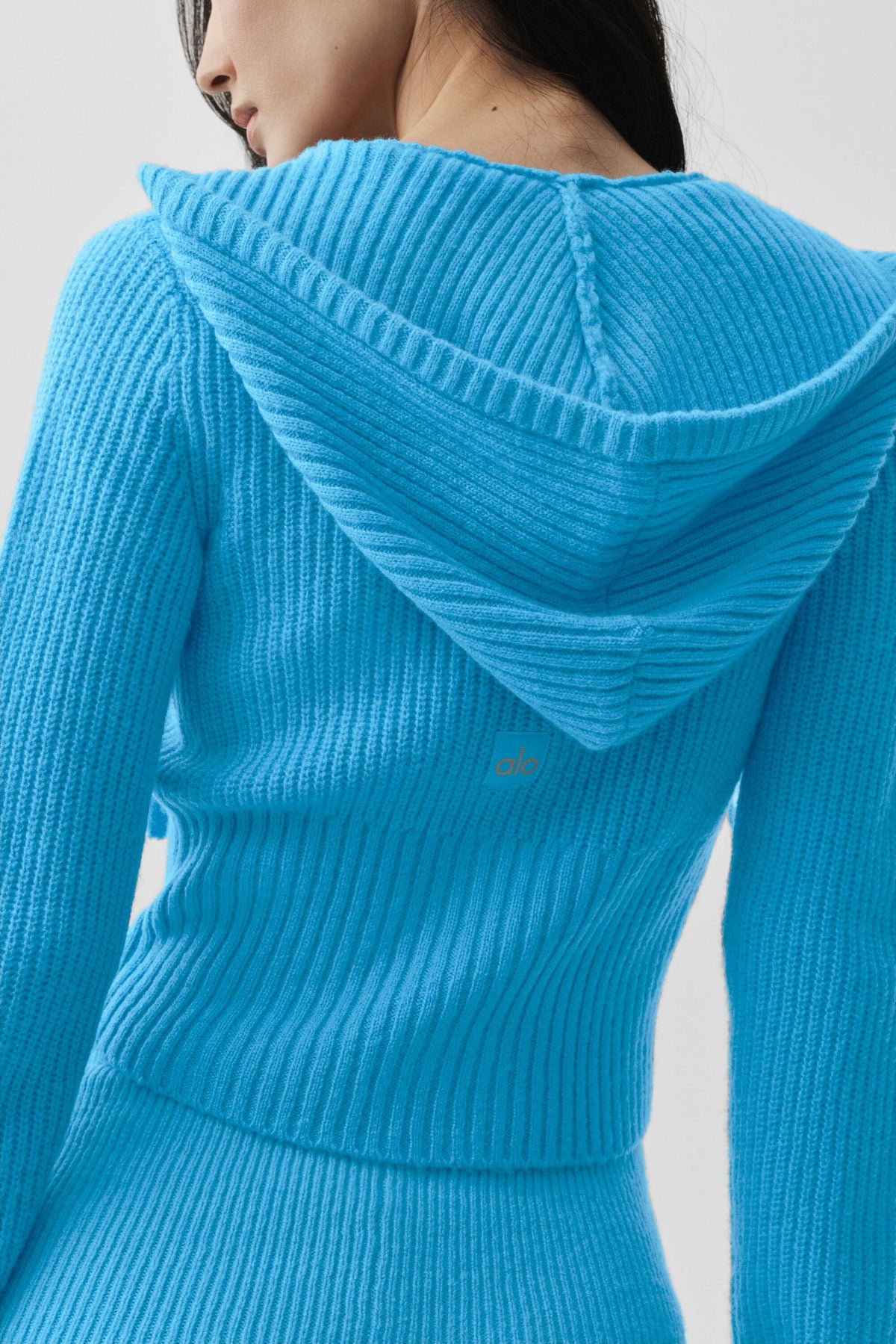 Alo Yoga Wool Cashmere Ribbed Noble Full Zip Hoodie - Azure Blue - imagen 5