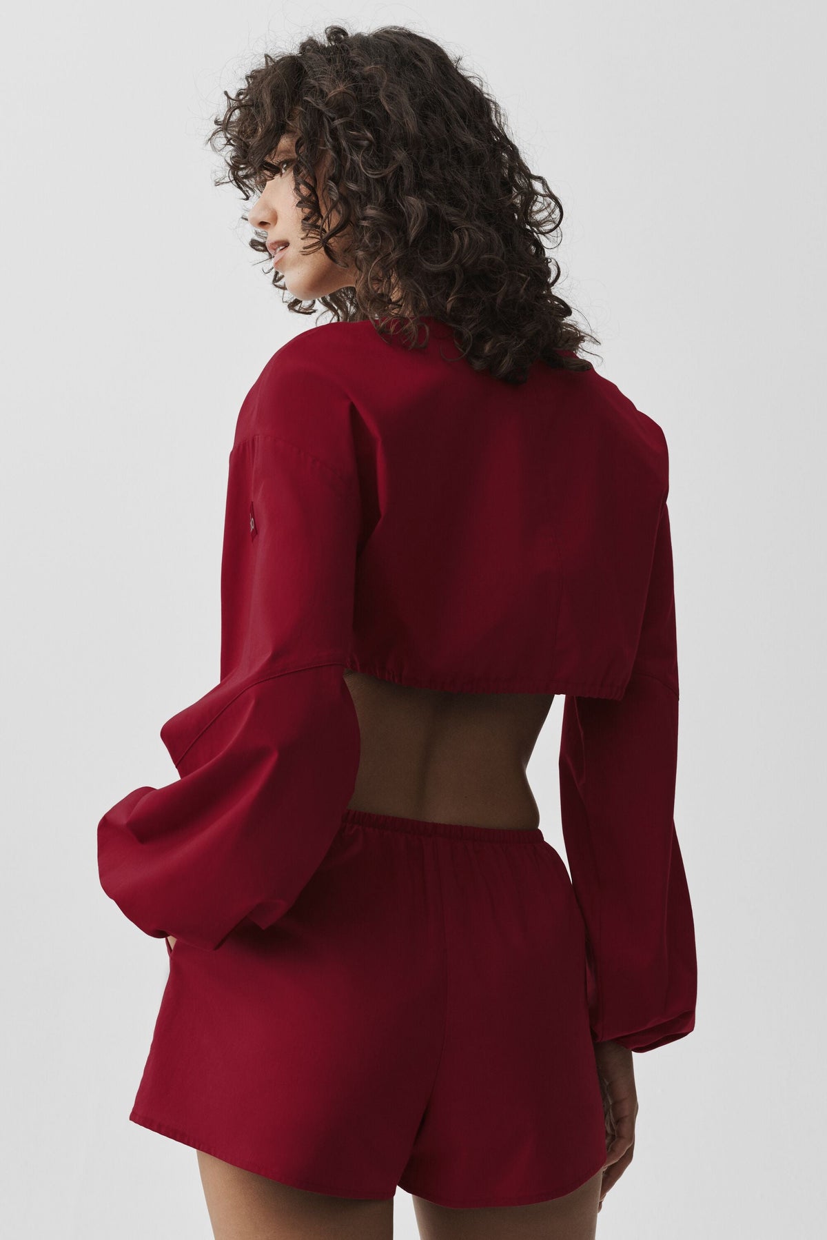 Alo Yoga Cotton Cropped Real Deal Long Sleeve - Summer Romance Red - imagen 2