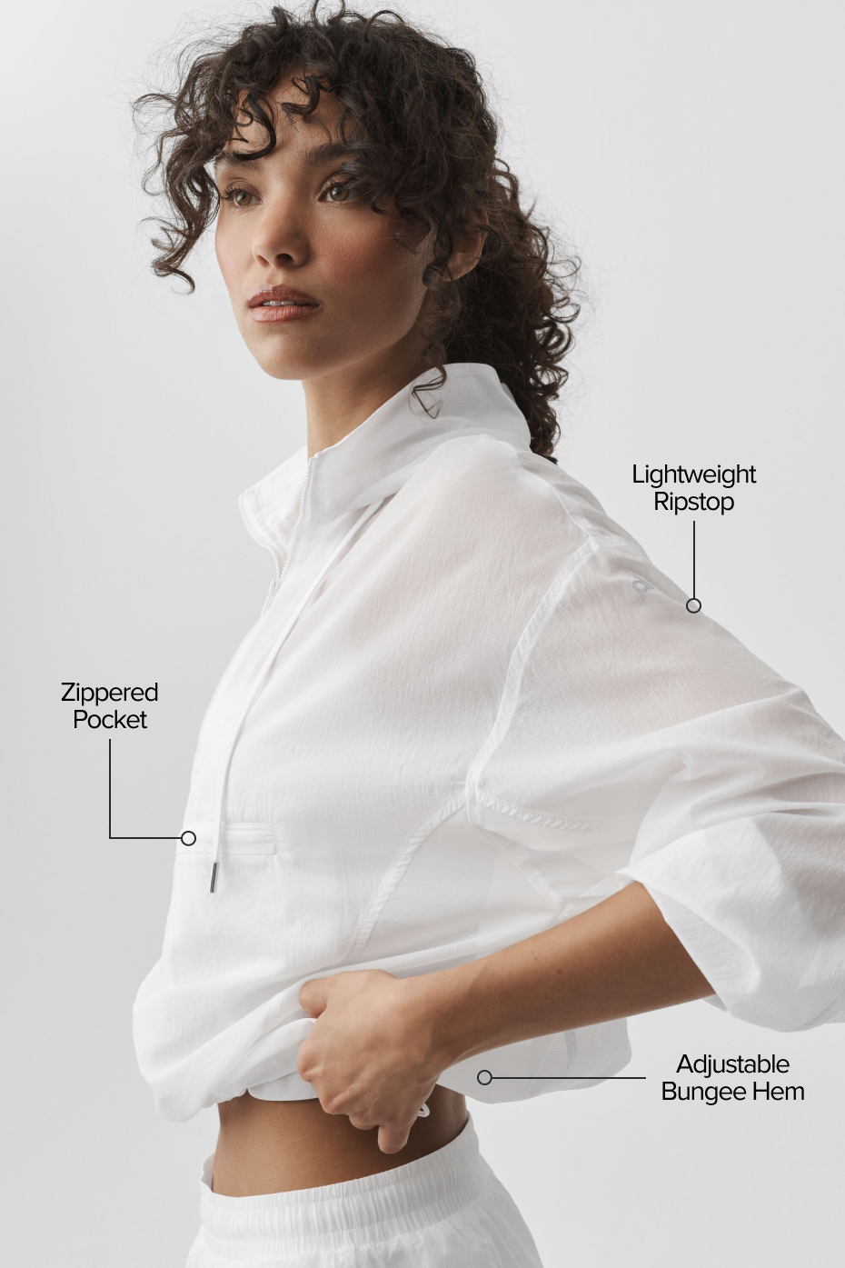 Alo Yoga 1/4 Zip Go Time Pullover - White - imagen 2