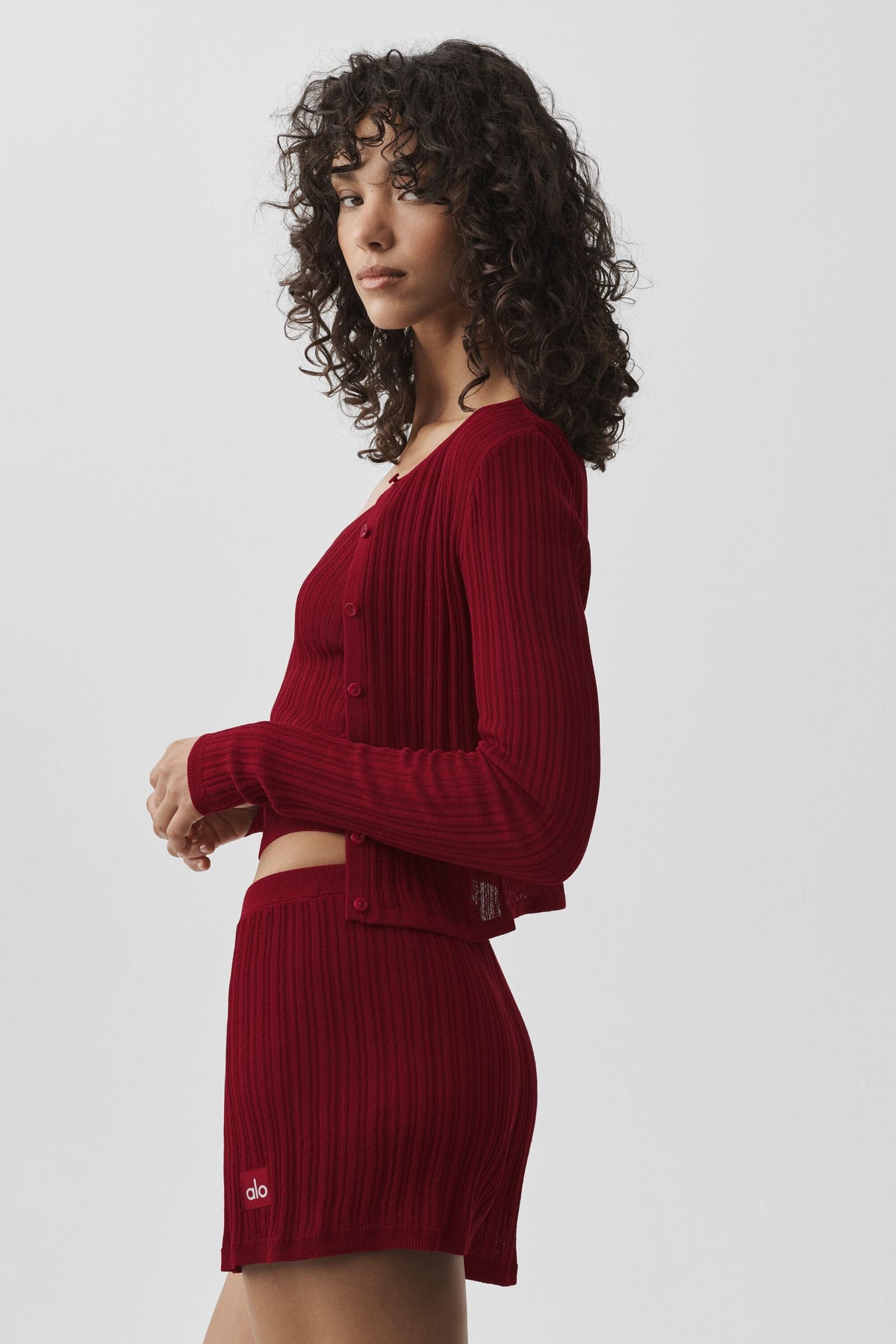 Alo Yoga Sweater Sunlit Cardigan - Summer Romance Red - imagen 4