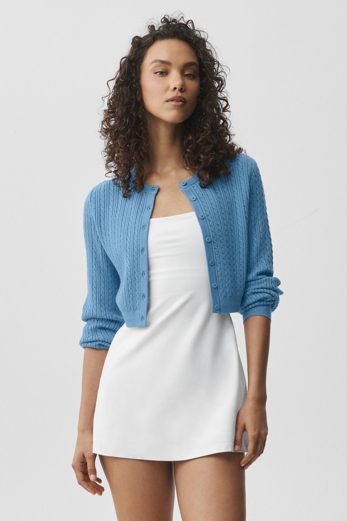 Alo Yoga Mini Cable Sweater Cardigan - California Blue - imagen 3
