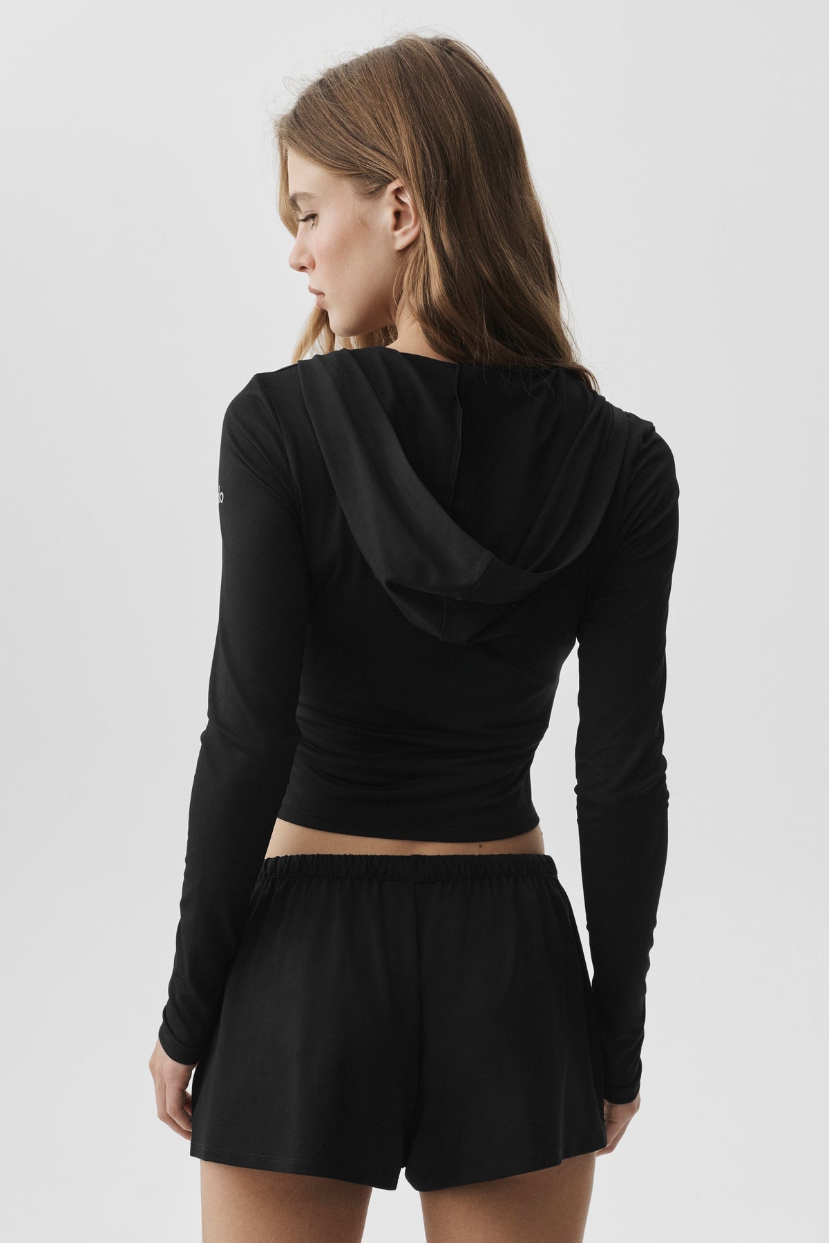 Alo Yoga Alosoft Finesse Full Zip Fitted Hoodie - Black - imagen 3