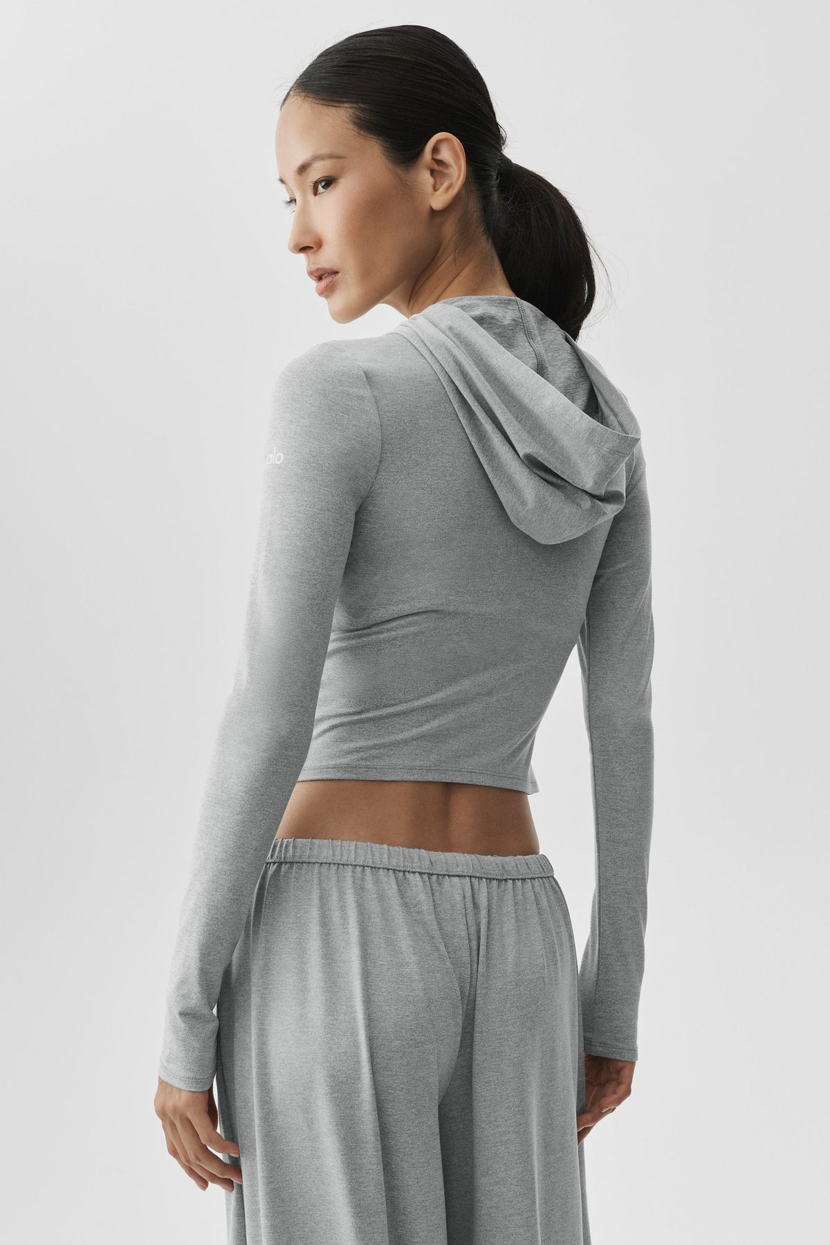 Alo Yoga Alosoft Finesse Full Zip Fitted Hoodie - Vintage Athletic Heather - imagen 3