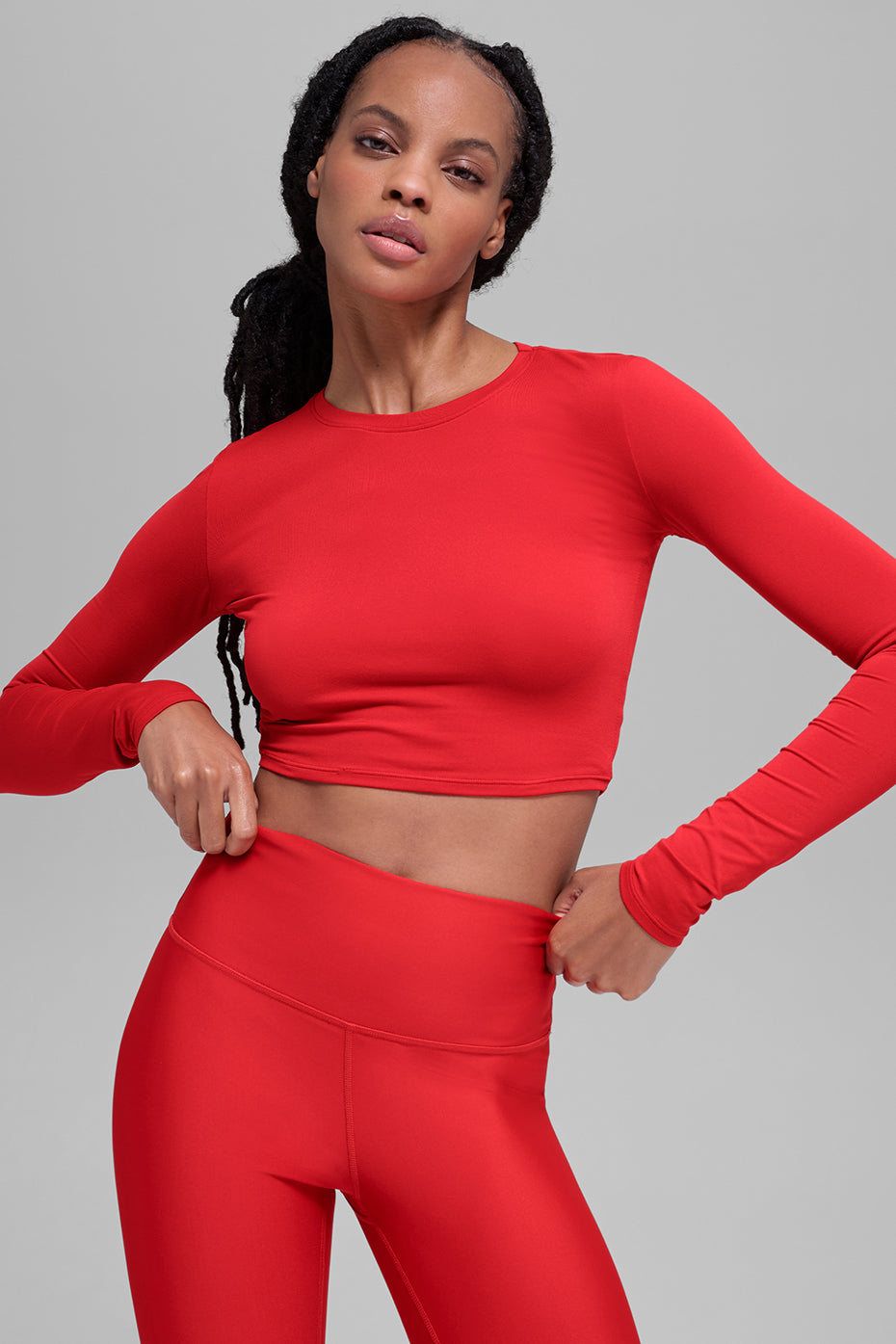 Alo Yoga Alosoft Crop Finesse Long Sleeve - Bright Red - imagen 1