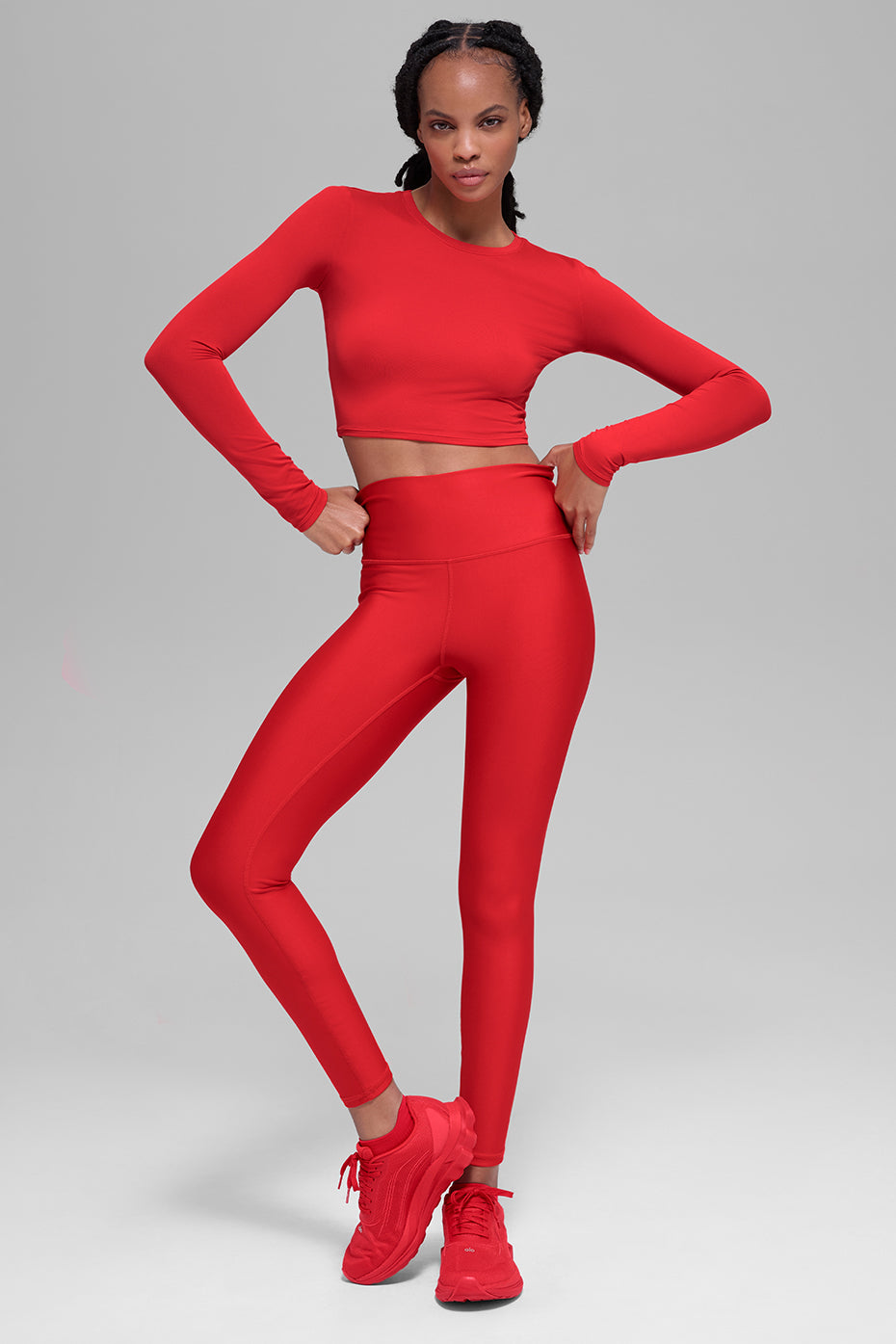 Alo Yoga Alosoft Crop Finesse Long Sleeve - Bright Red - imagen 4