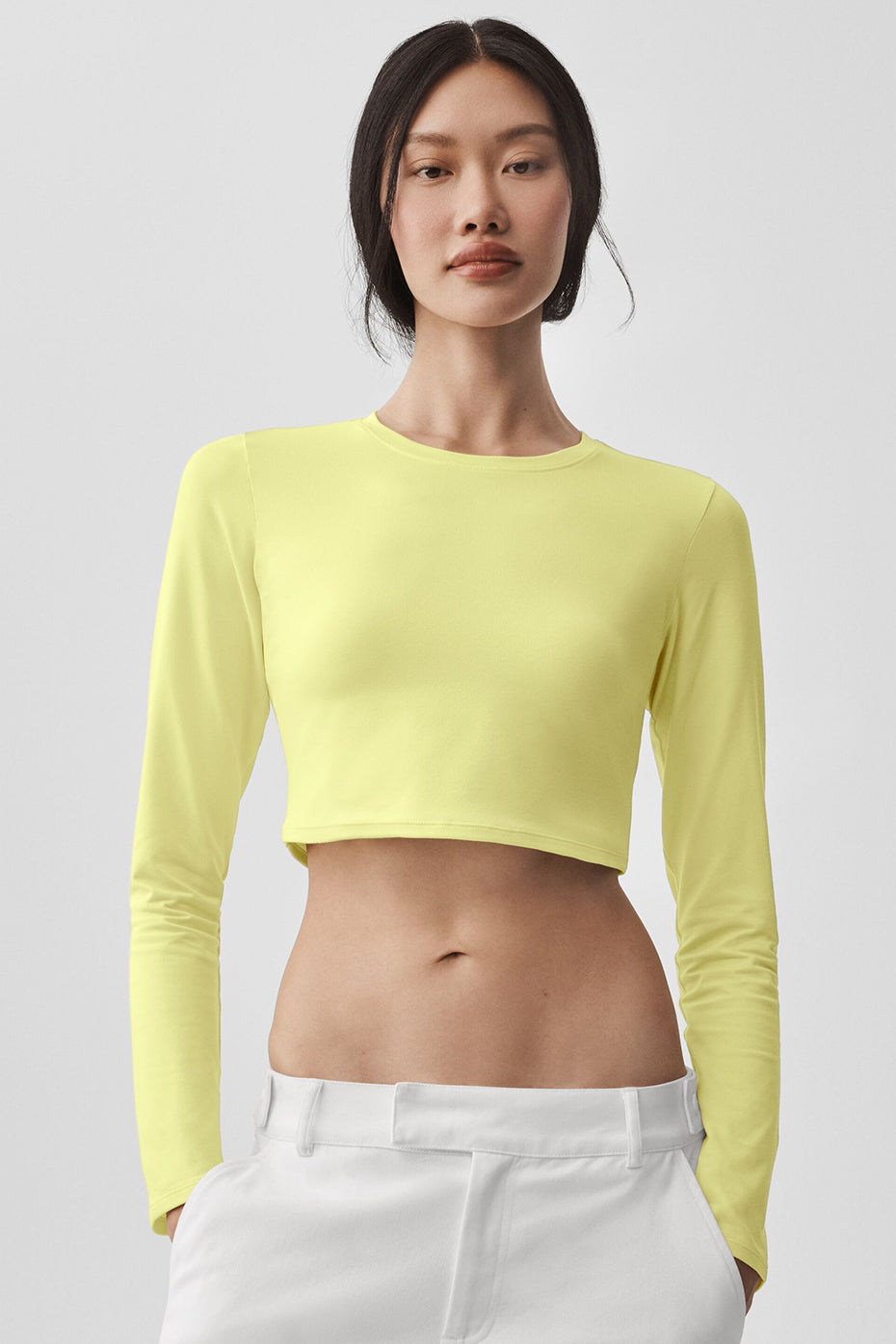 Alo Yoga Alosoft Crop Finesse Long Sleeve - Sunshine - imagen 1