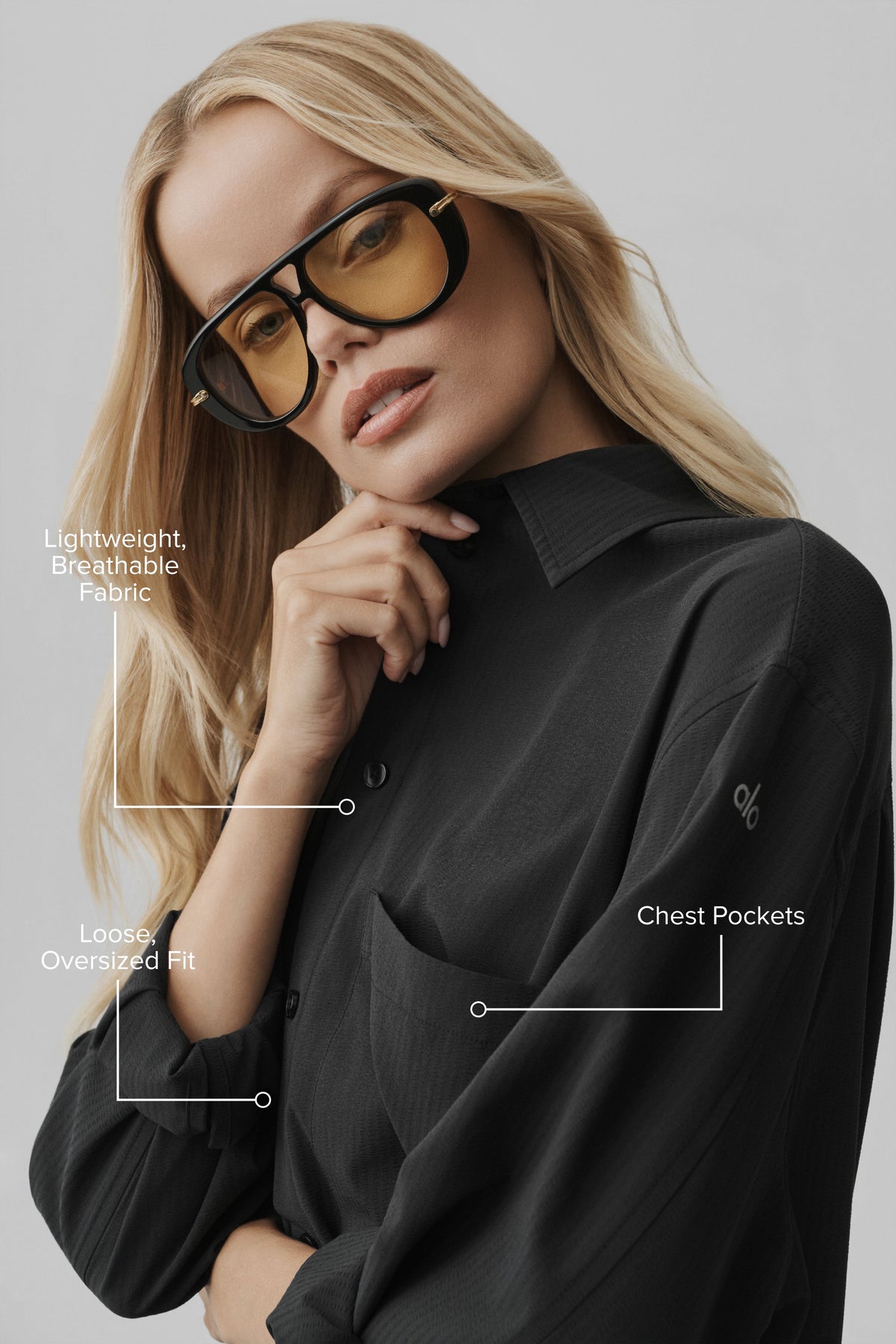 Alo Yoga Dreamscape Button Down Long Sleeve - Black - imagen 2