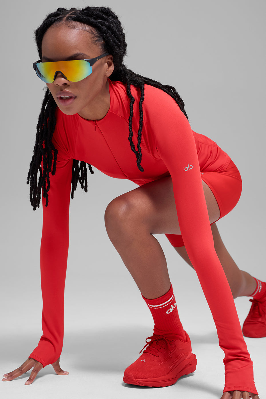 Alo Yoga Airlift Winter Warm 1/4 Zip Long Sleeve - Bright Red - imagen 4