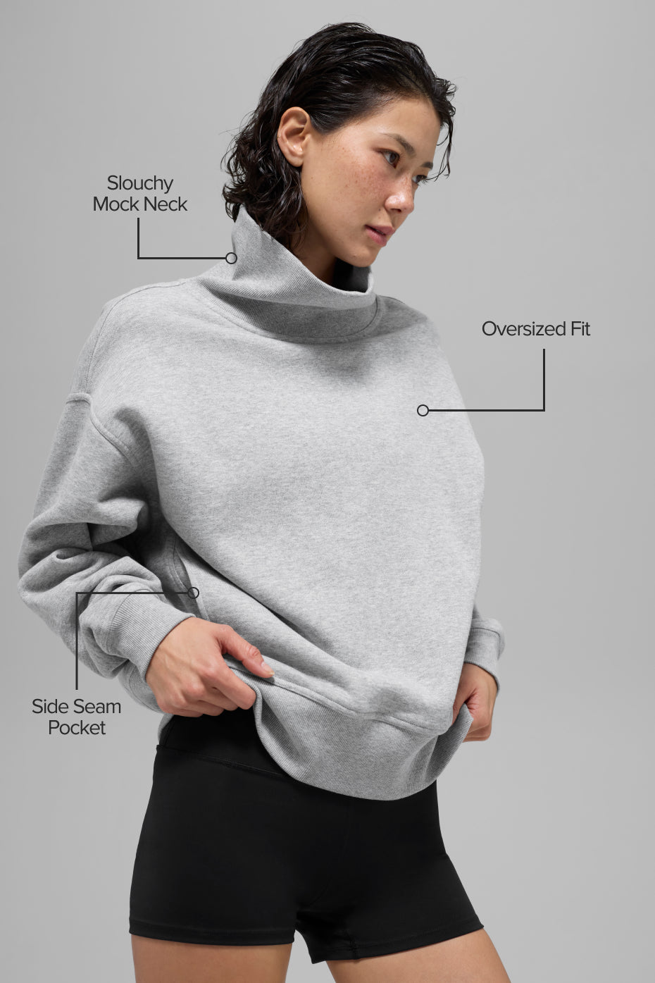Alo Yoga Hazy Mock Neck Pullover - Athletic Heather Grey - imagen 2