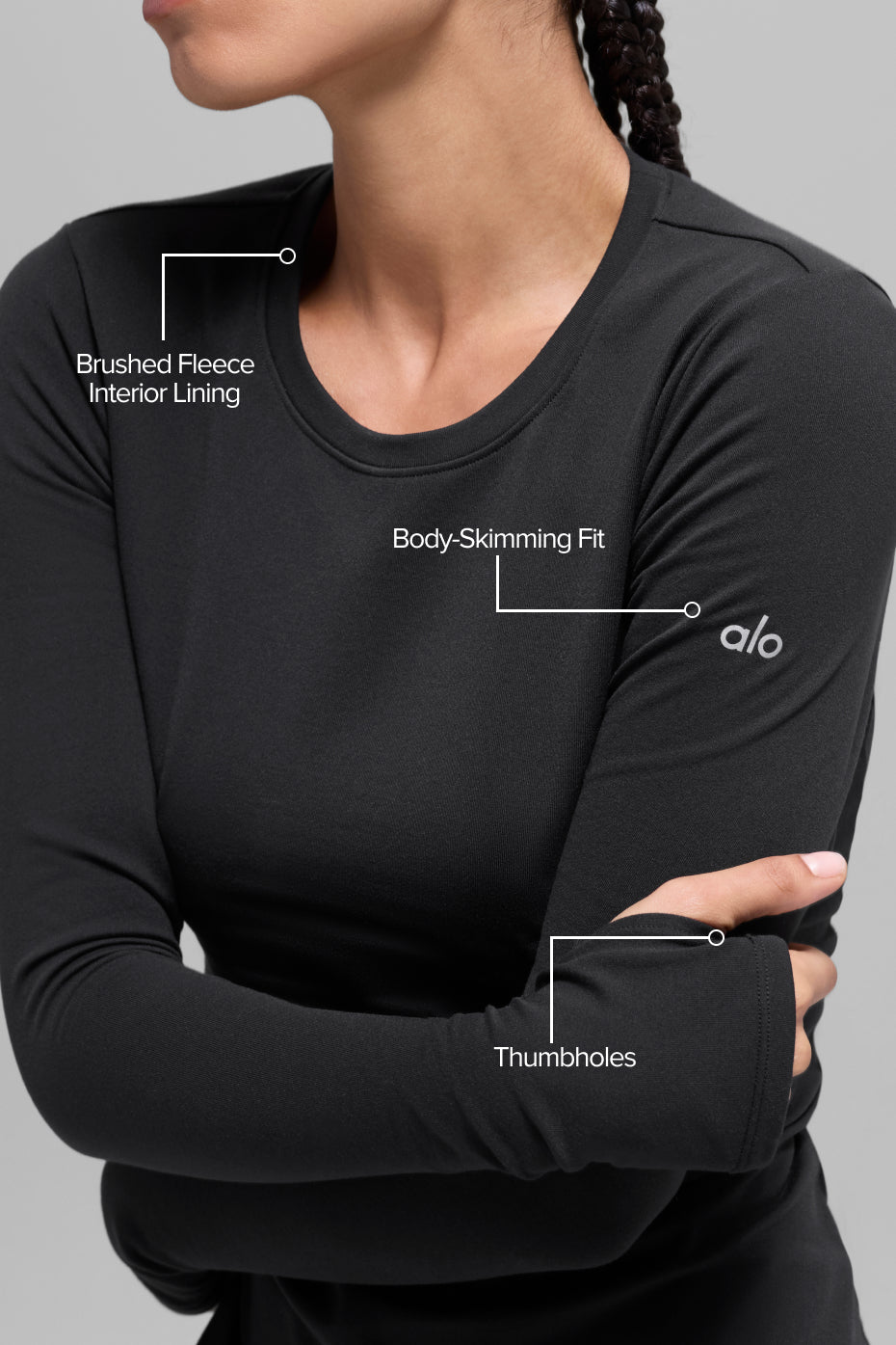 Alo Yoga Airbrush Winter Warm Nocturne Long Sleeve - Black - imagen 2