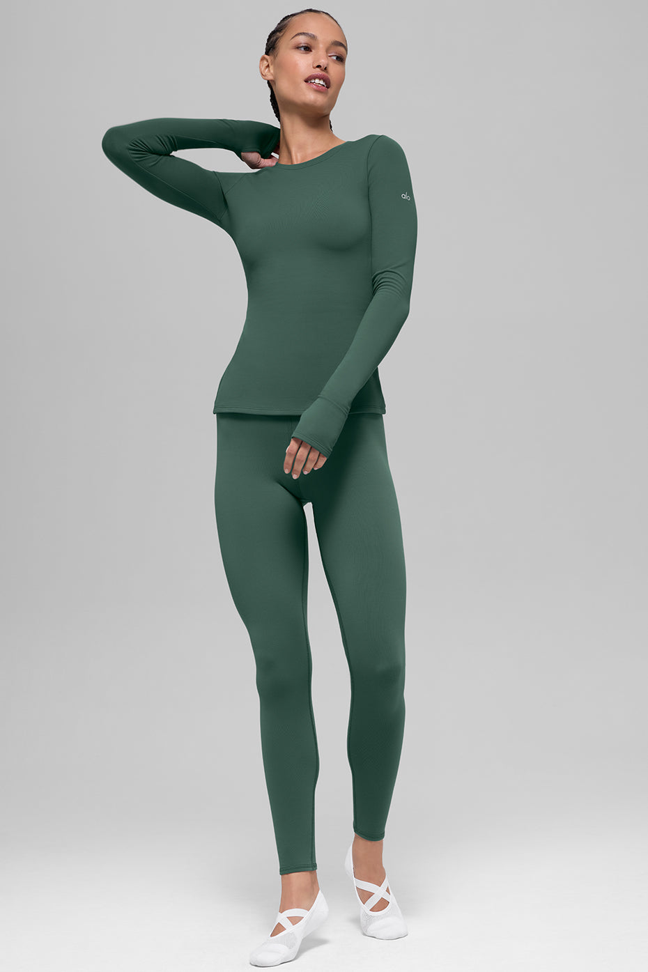 Alo Yoga Airbrush Winter Warm Nocturne Long Sleeve - Clover Green - imagen 5