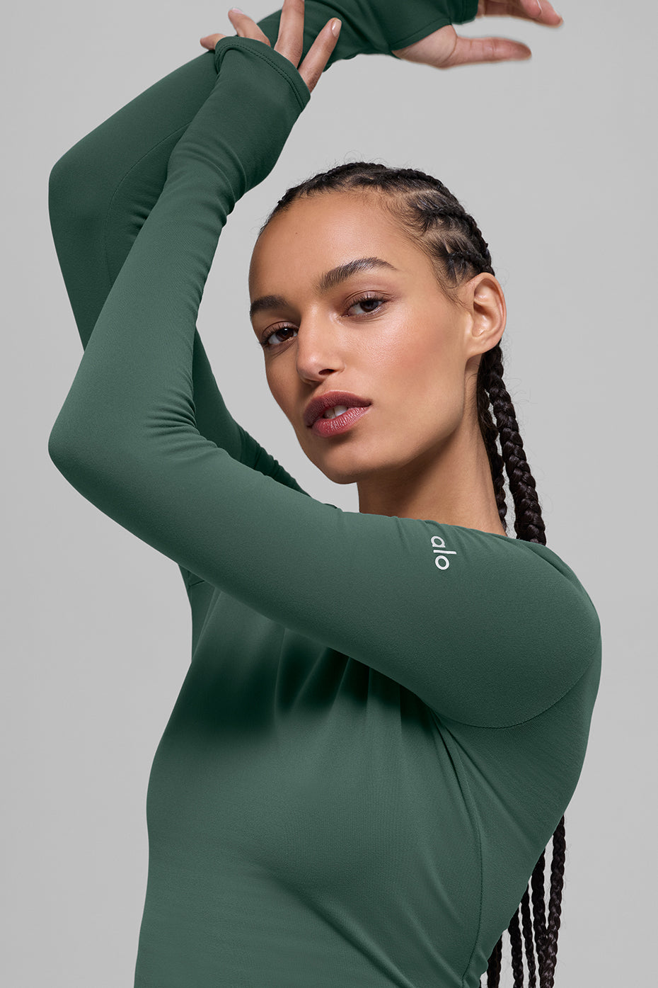 Alo Yoga Airbrush Winter Warm Nocturne Long Sleeve - Clover Green - imagen 3