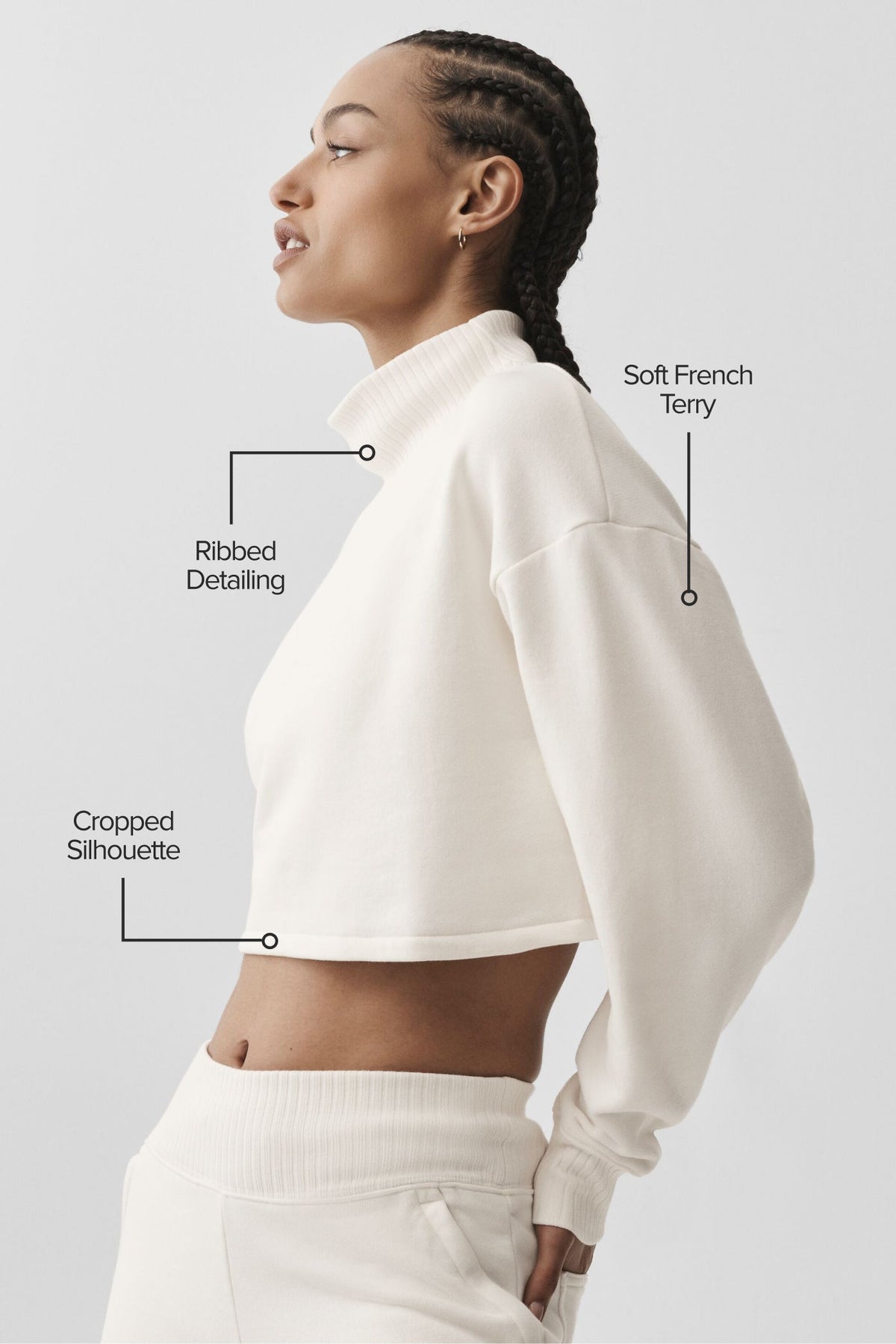 Alo Yoga Cropped Serenity Coverup - Ivory - imagen 2