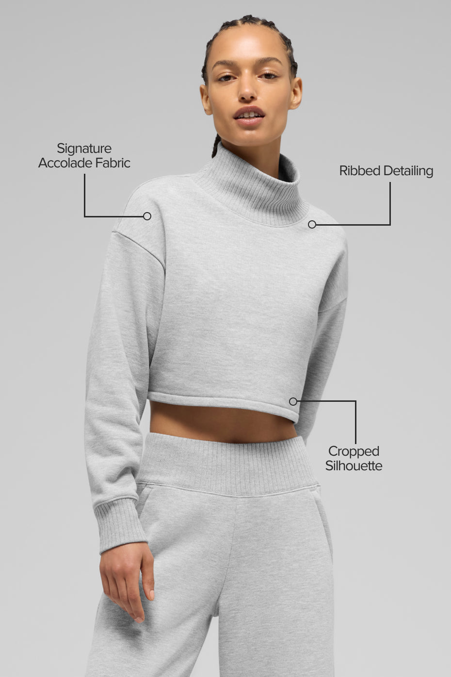 Alo Yoga Cropped Serenity Coverup - Athletic Heather Grey - imagen 2