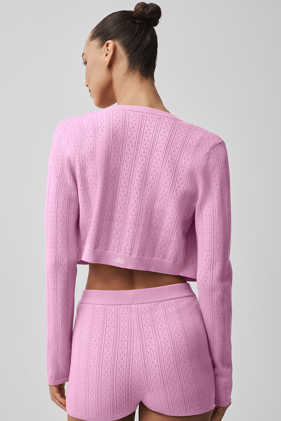 Alo Yoga Pointelle Sweater Be Mine Cardigan - Candy Heart Pink - imagen 2