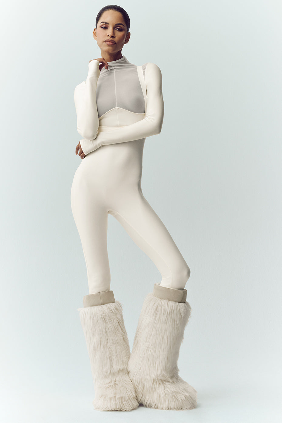 Alo Yoga Airlift Winter Warm Mesh Ski Time Long Sleeve - Ivory - imagen 4