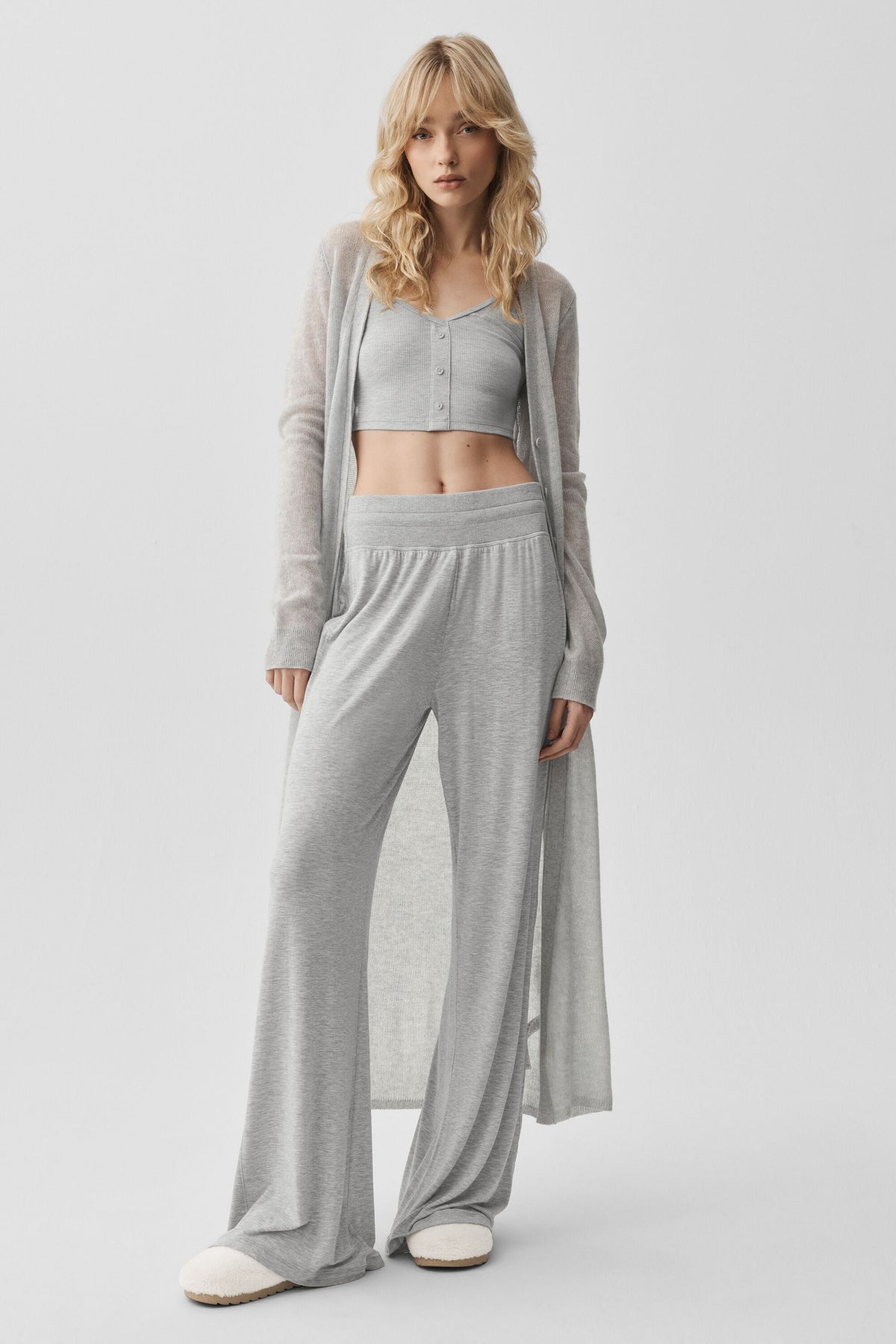 Alo Yoga Sheer Cashmere Long Cardigan - Athletic Heather Grey - imagen 1