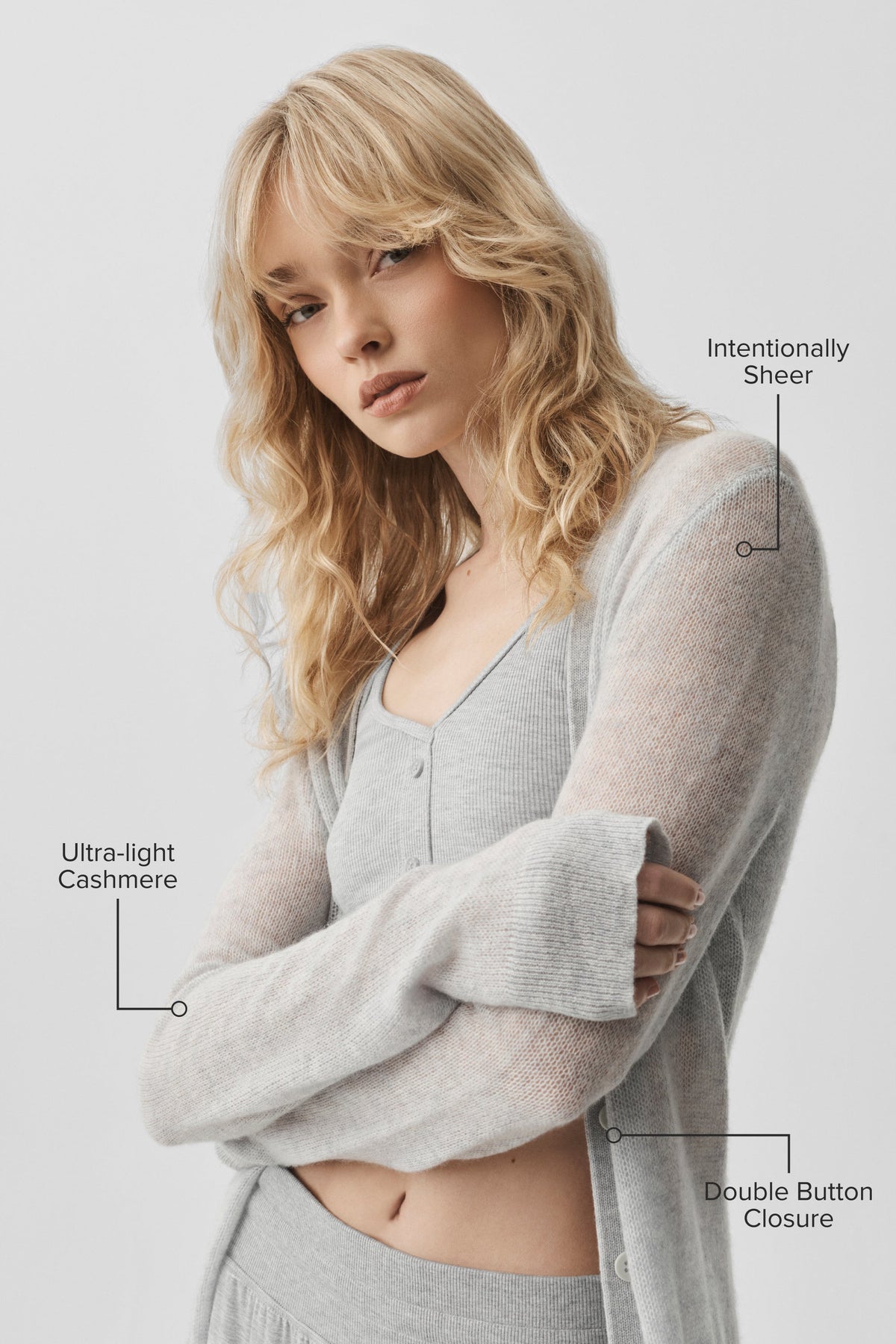 Alo Yoga Sheer Cashmere Long Cardigan - Athletic Heather Grey - imagen 2
