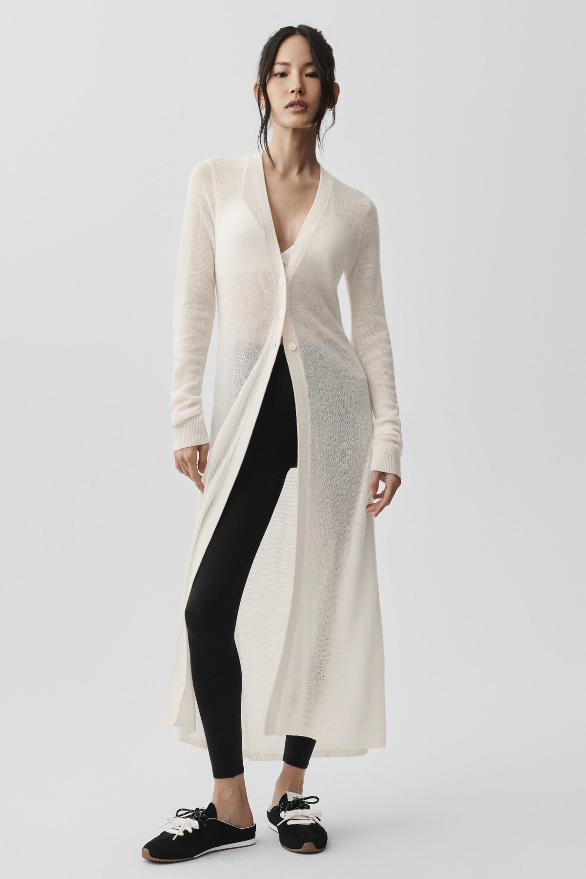 Alo Yoga Sheer Cashmere Long Cardigan - Ivory - imagen 1