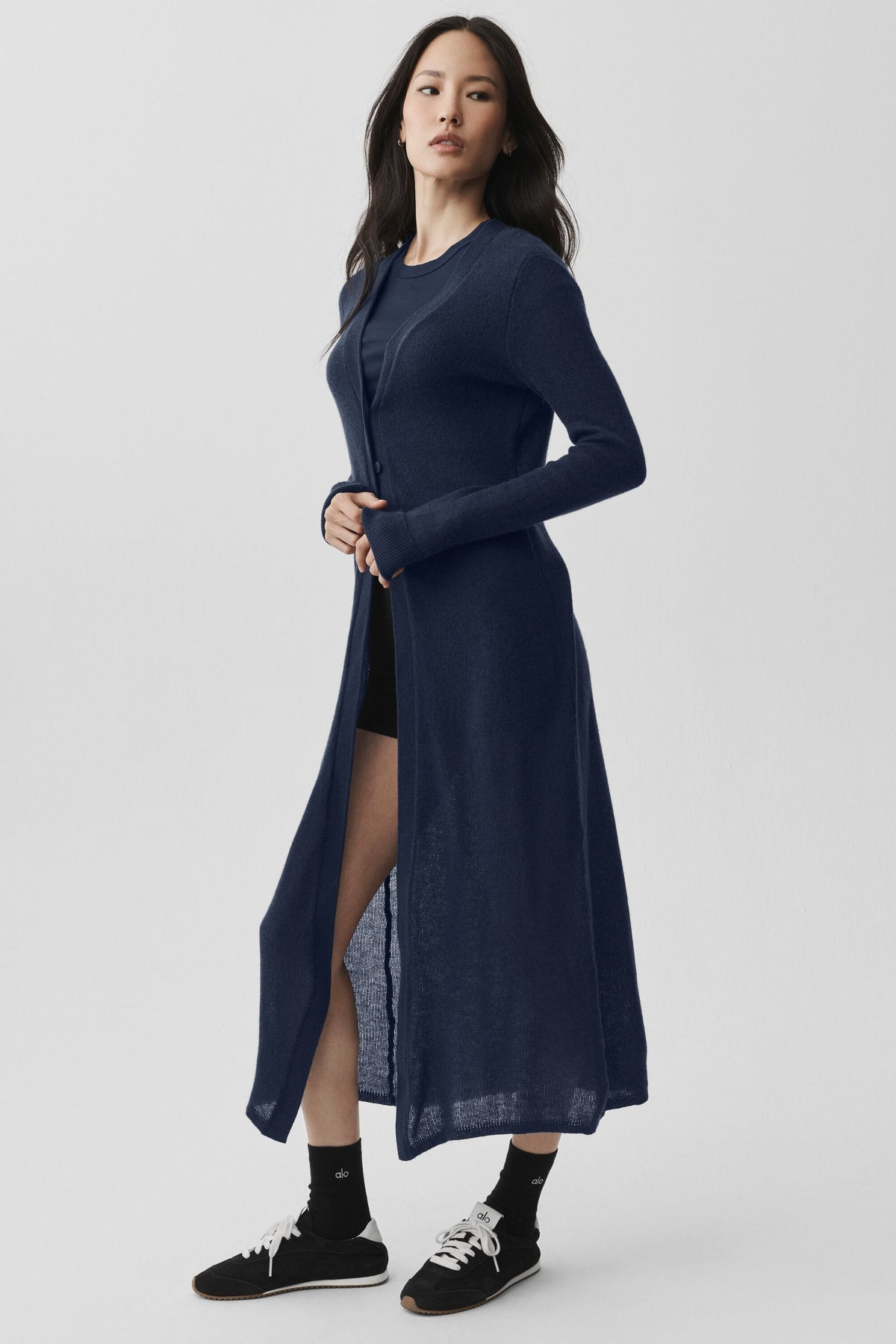 Alo Yoga Sheer Cashmere Long Cardigan - Navy - imagen 1