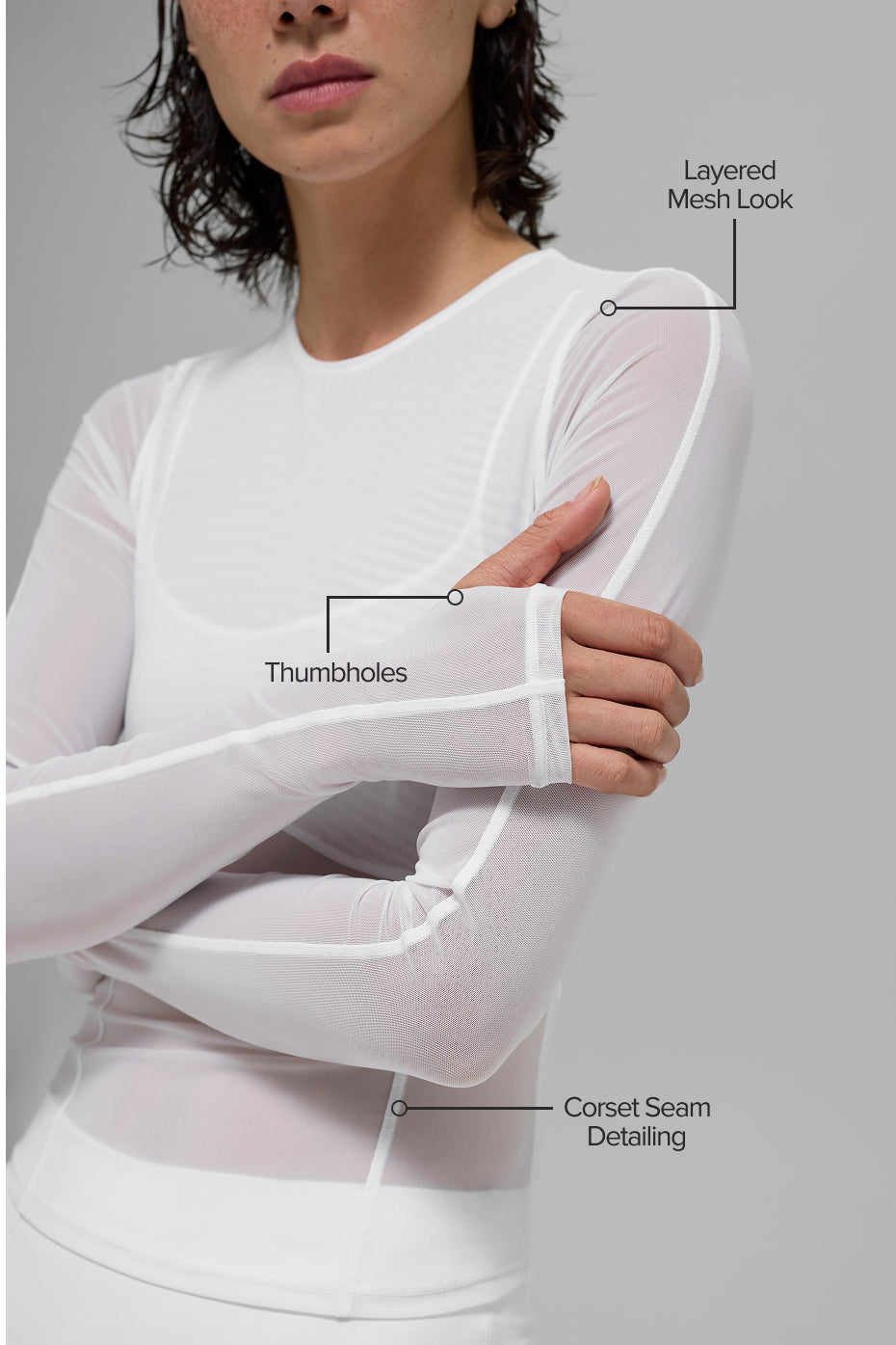 Alo Yoga Mesh Winter Twilight Long Sleeve - White - imagen 2