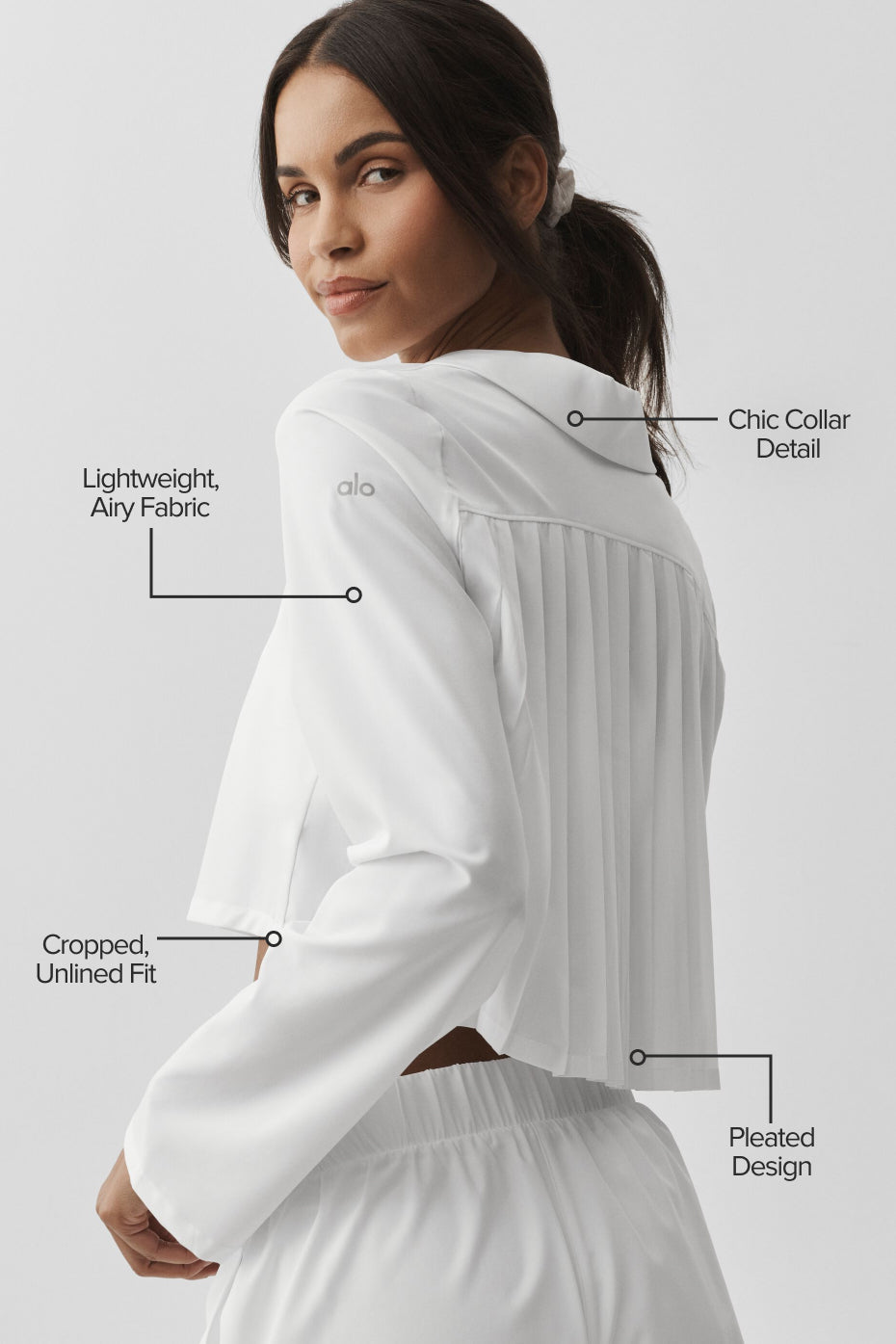 Alo Yoga Cropped Unmatched Long Sleeve - White - imagen 2