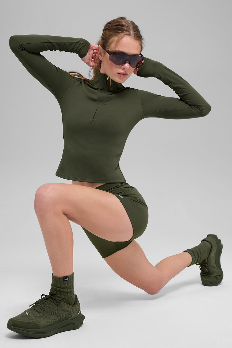 Alo Yoga ALO Softsculpt Precision 1/4 Zip Long Sleeve - Green Olive - imagen 5