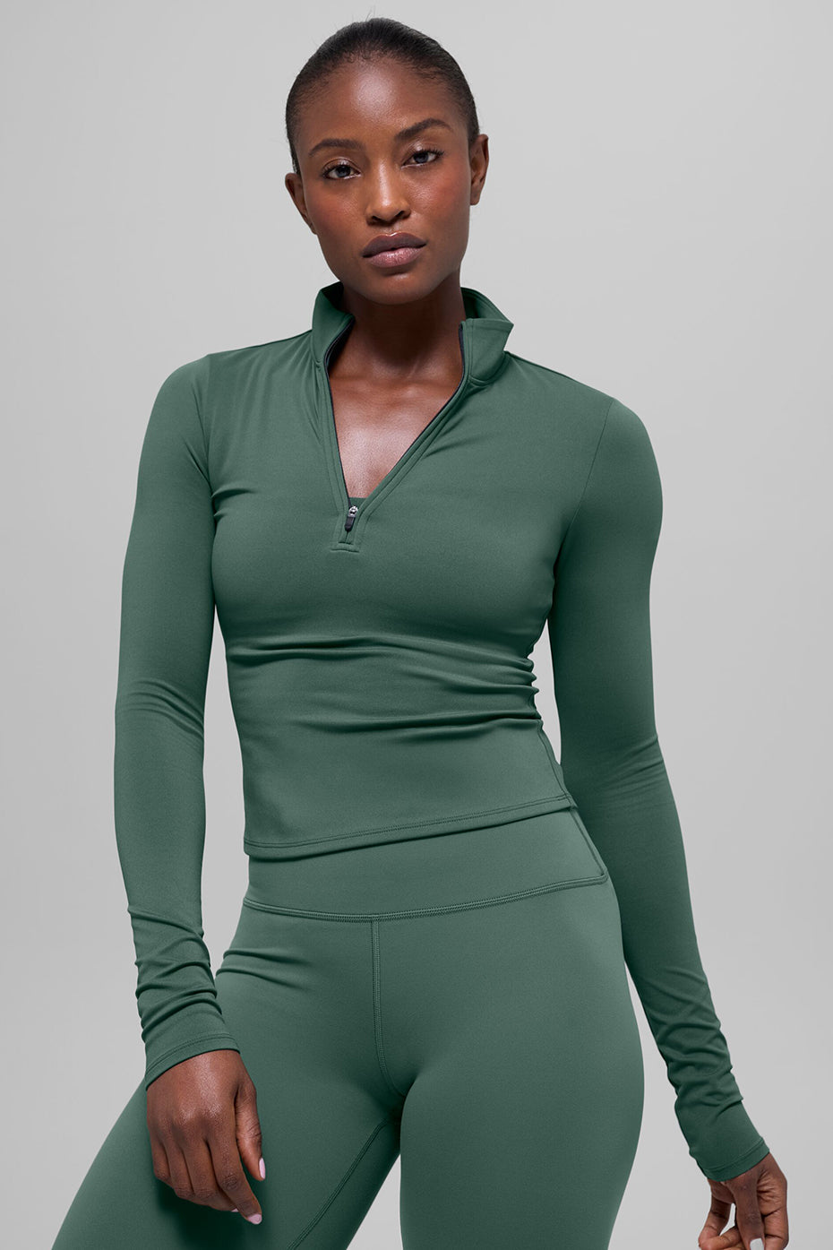 Alo Yoga ALO Softsculpt Precision 1/4 Zip Long Sleeve - Clover Green - imagen 1