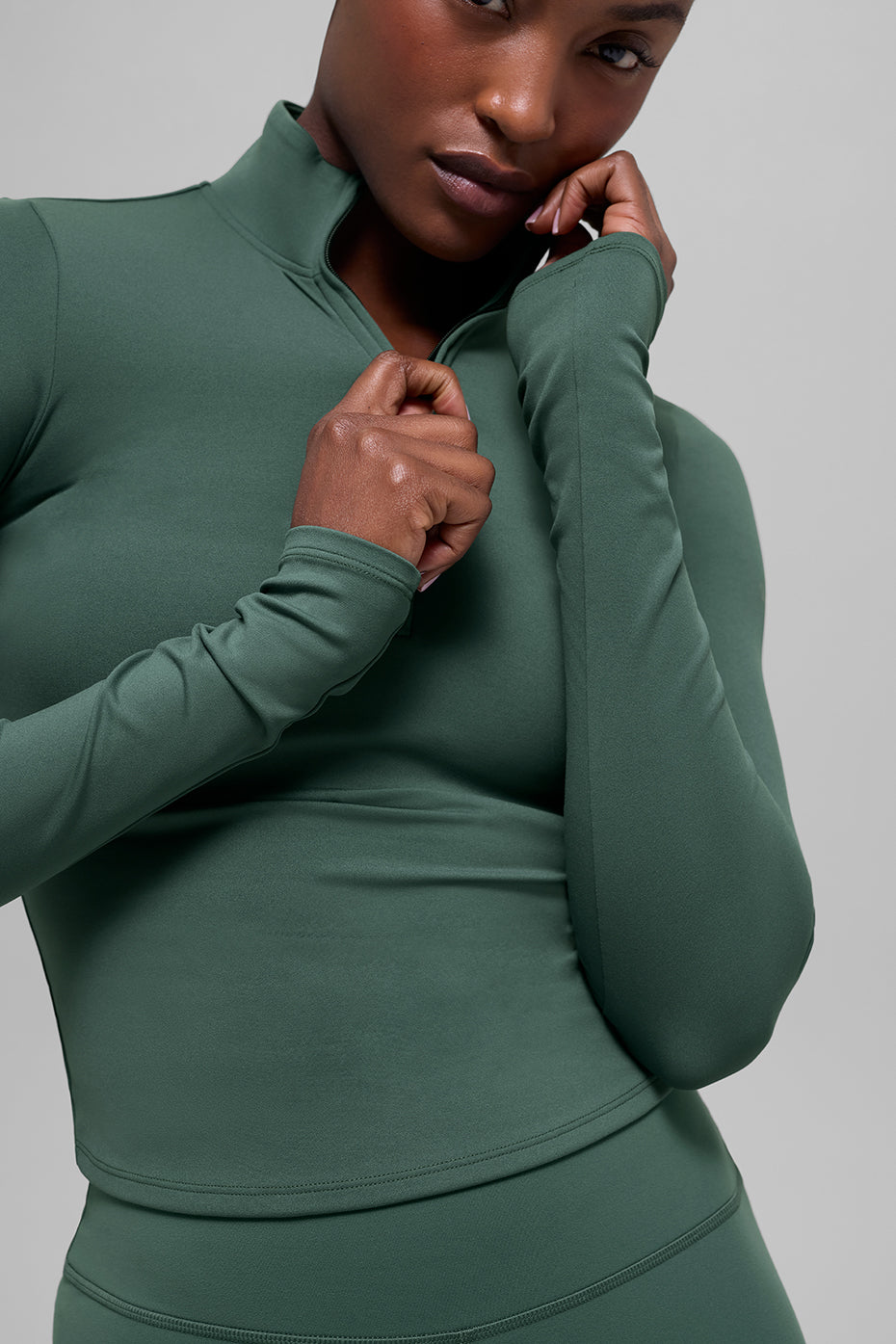 Alo Yoga ALO Softsculpt Precision 1/4 Zip Long Sleeve - Clover Green - imagen 4