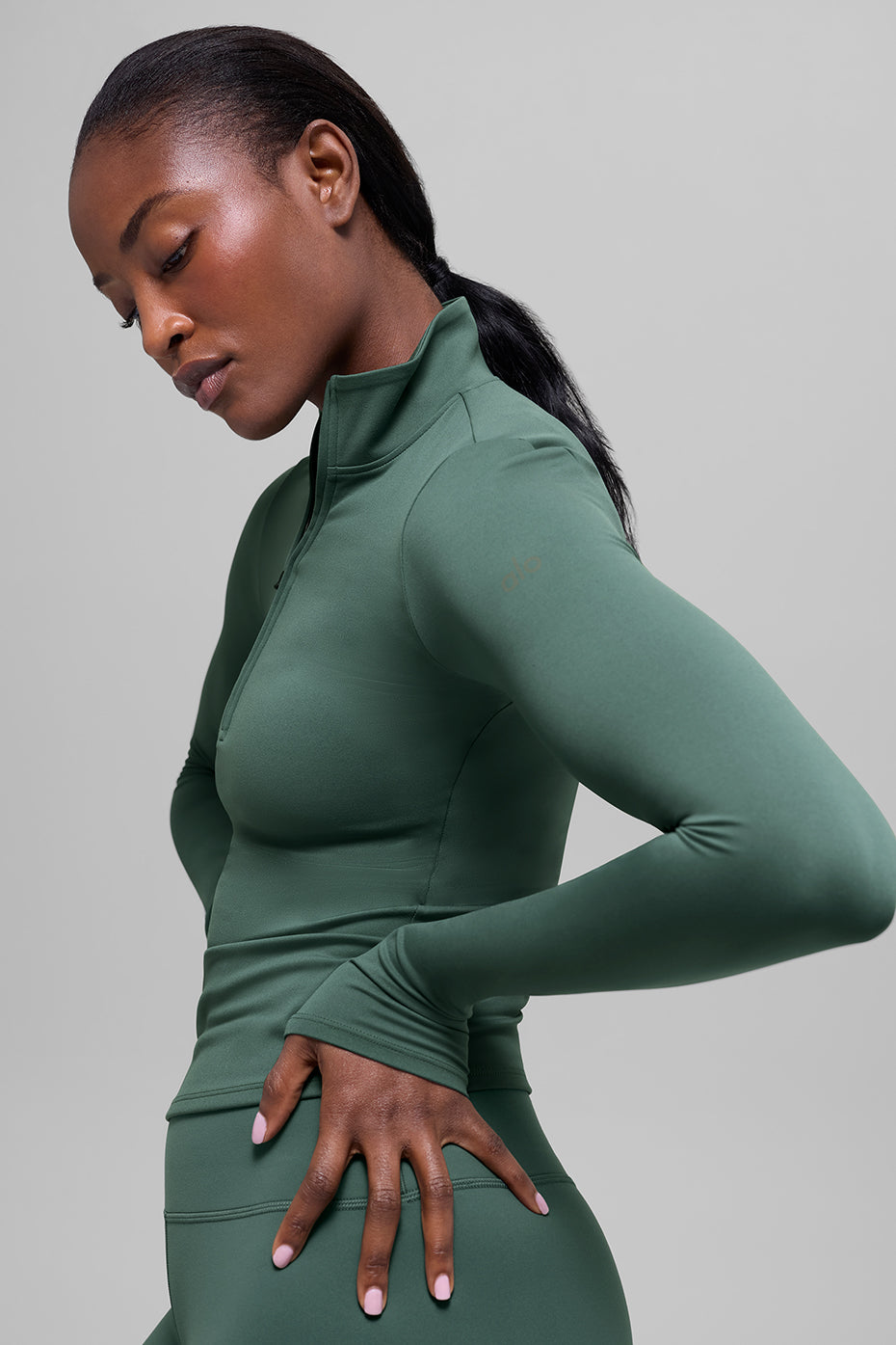 Alo Yoga ALO Softsculpt Precision 1/4 Zip Long Sleeve - Clover Green - imagen 3